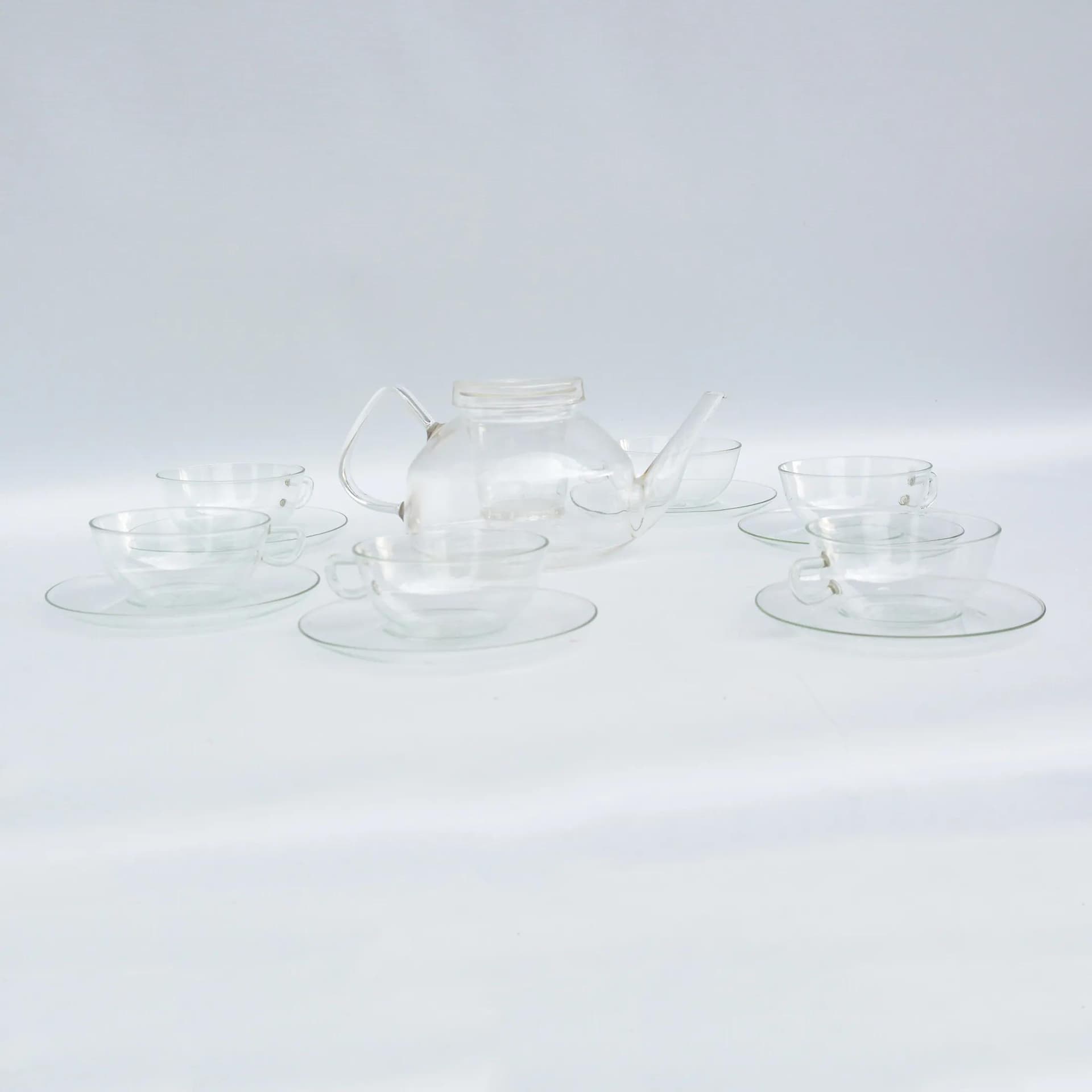 Coffee set, transparent glass, by W. Wagenfeld, Germany, 1970s. - 129080