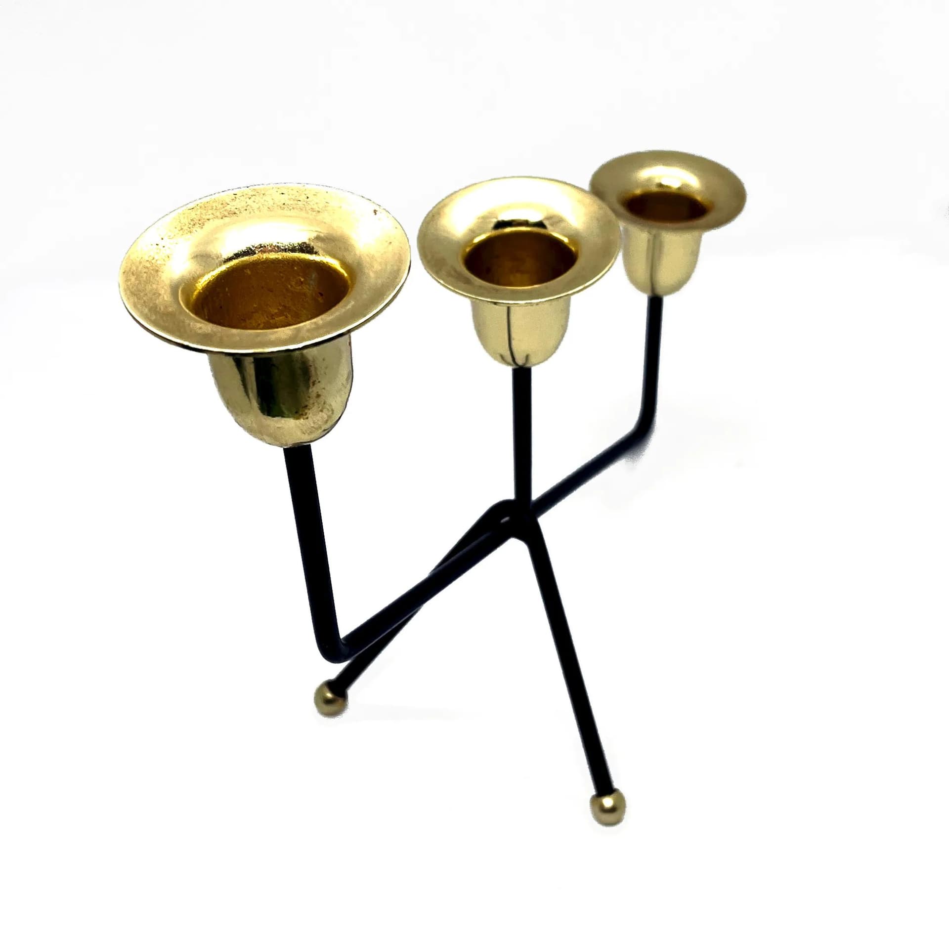 Świecznik stołowy, czarny aluminium, Belgia, lata 70. - 129054