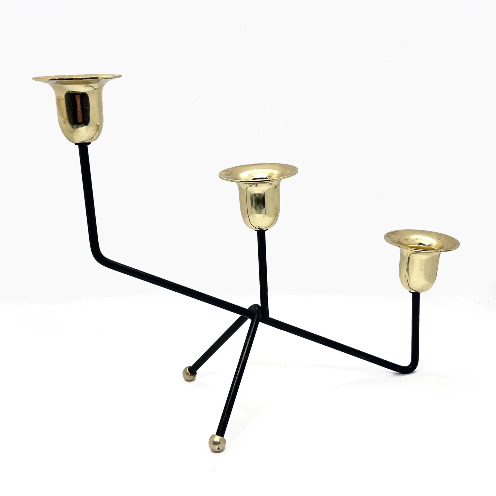 Świecznik stołowy, czarny aluminium, Belgia, lata 70. - 129053