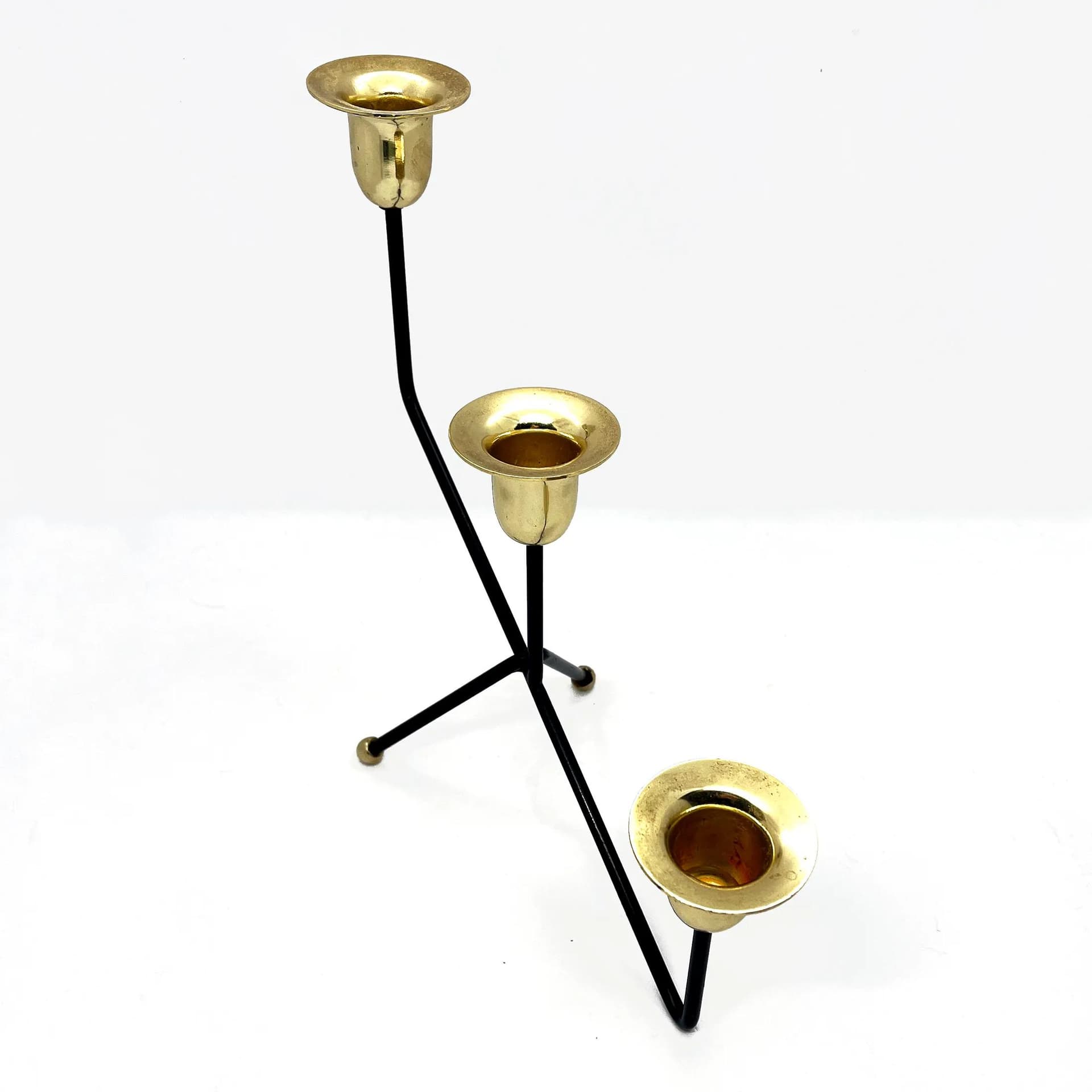 Świecznik stołowy, czarny aluminium, Belgia, lata 70. - 129059