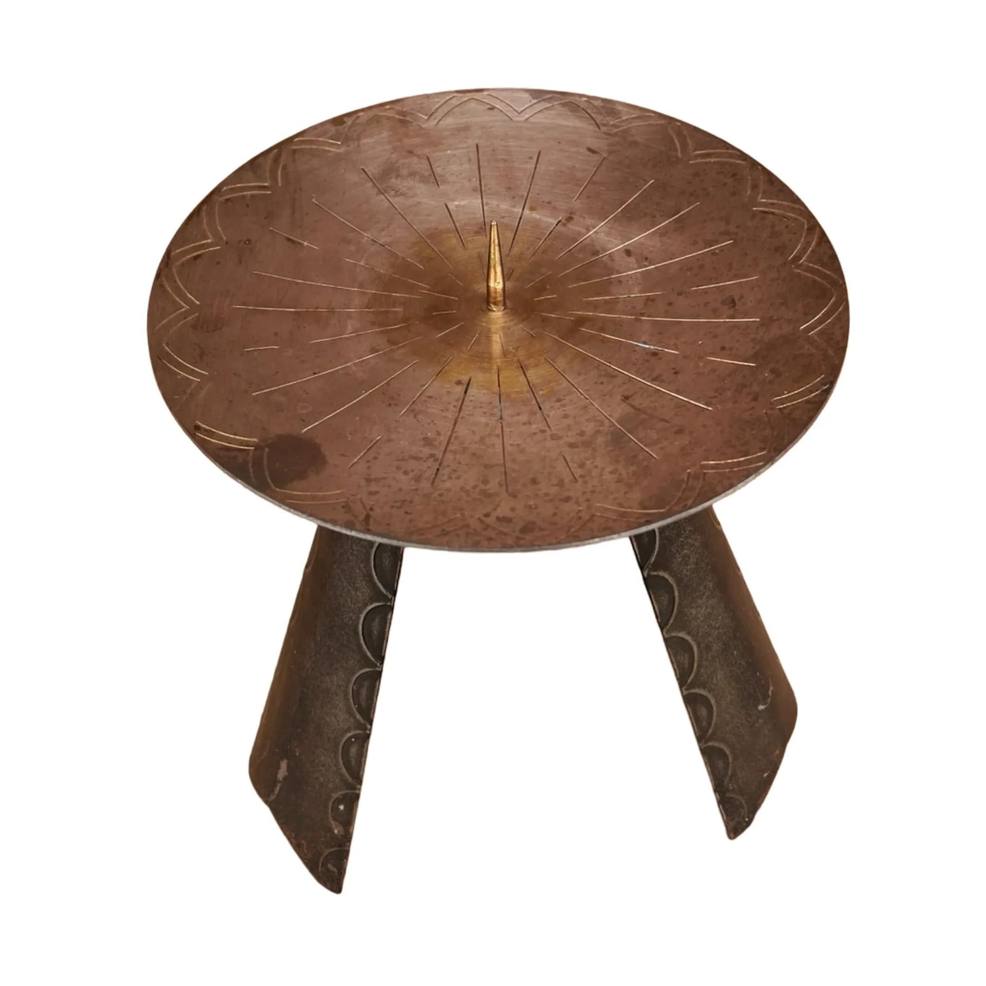 Świecznik modernistyczny, mosiądz złoty, metal czarny, Niemcy, lata 70. - 129032