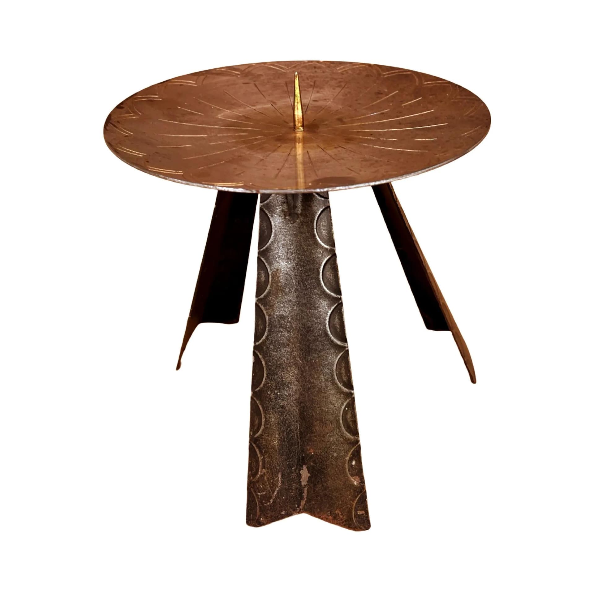 Świecznik modernistyczny, mosiądz złoty, metal czarny, Niemcy, lata 70. - 129027