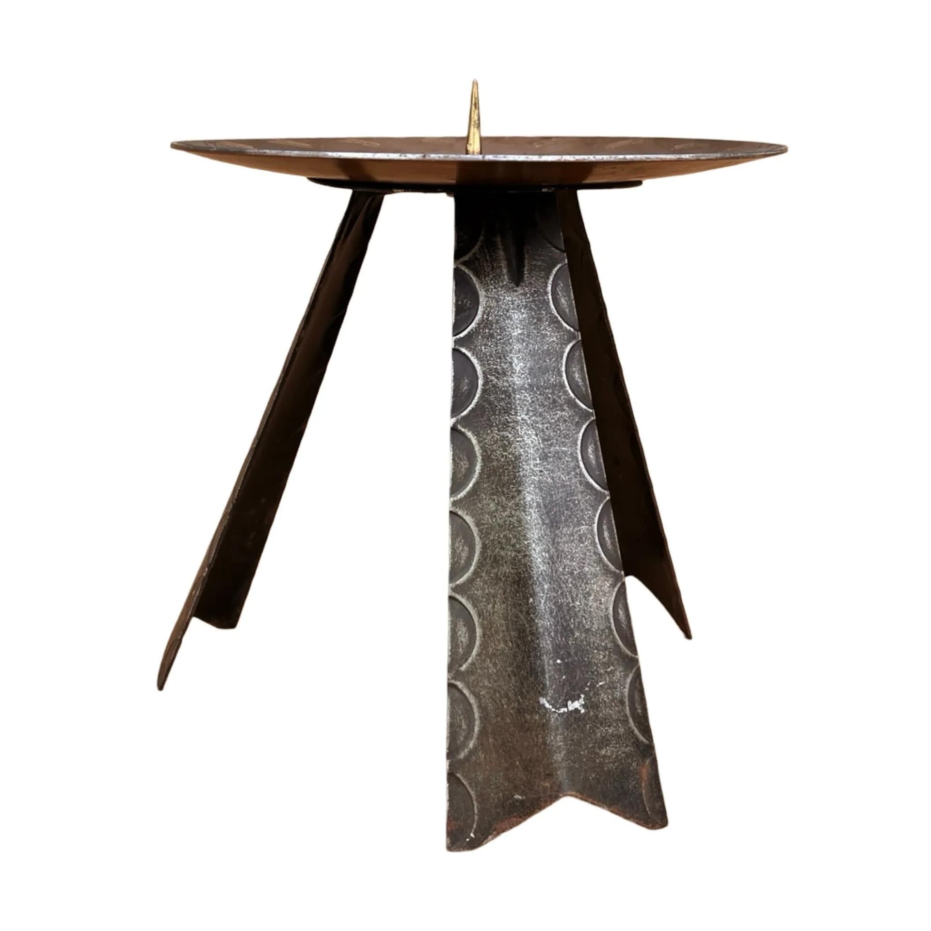 Świecznik modernistyczny, mosiądz złoty, metal czarny, Niemcy, lata 70. - 129034