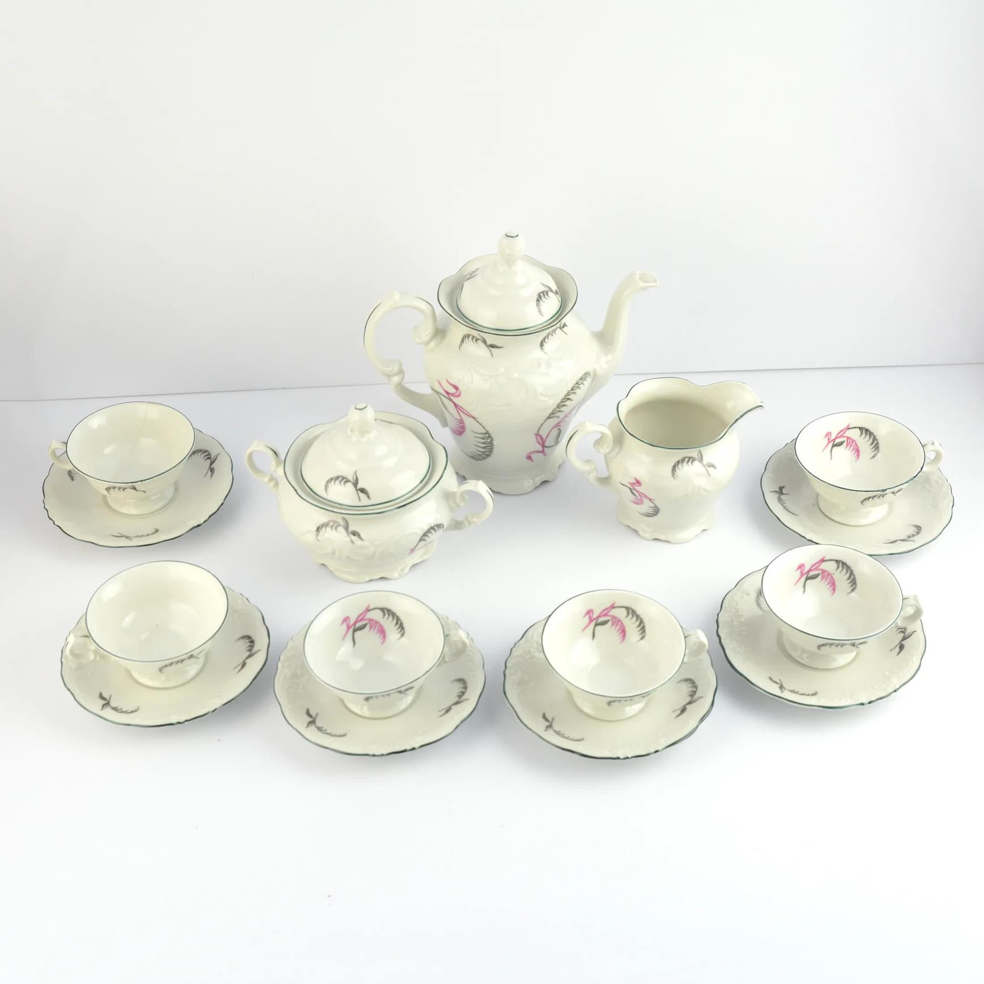 Coffee set Fryderyka, white porcelain, Poland, 1970s. - 128974