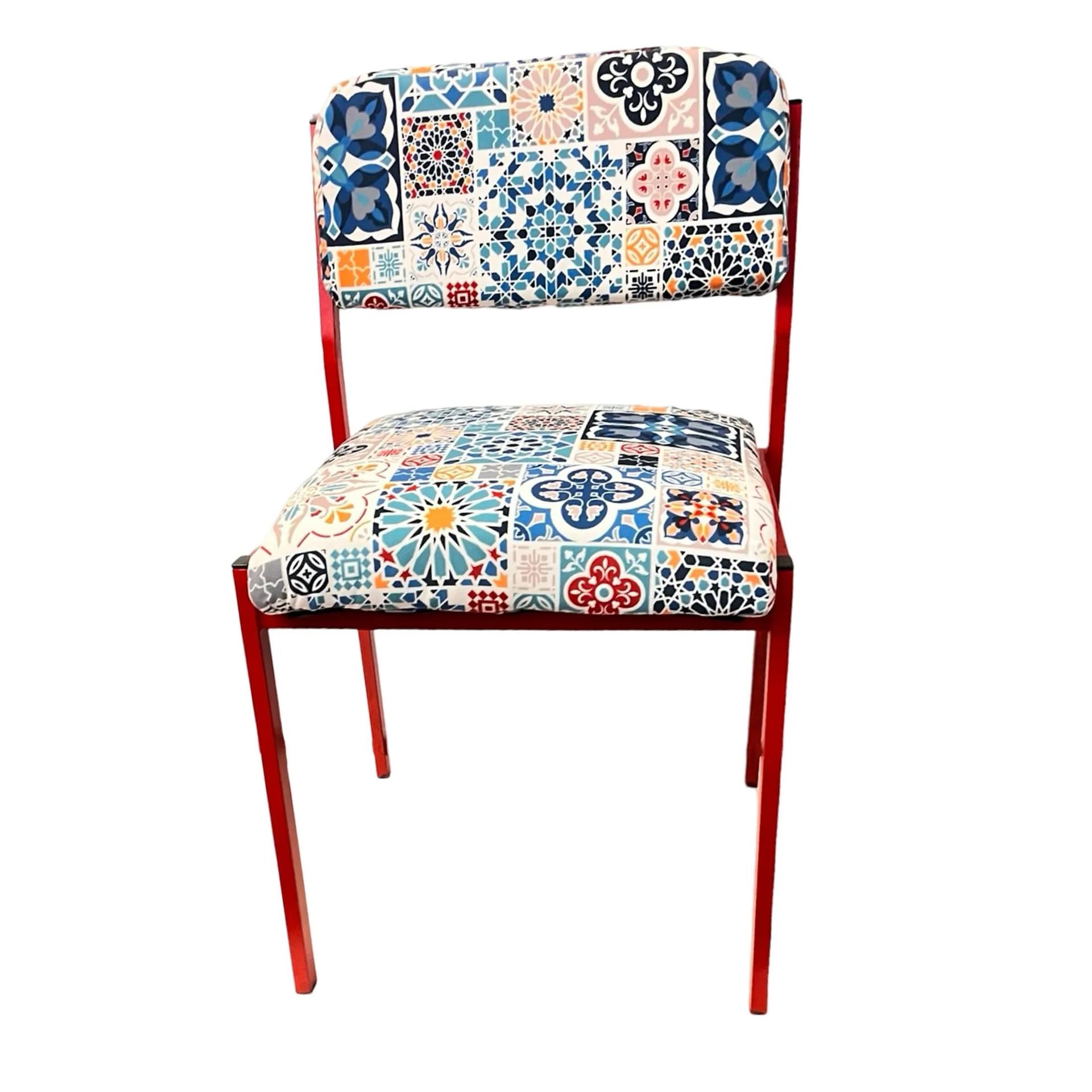 Krzesło, multikolor, metal czerwony, Niemcy, lata 80. - 128960