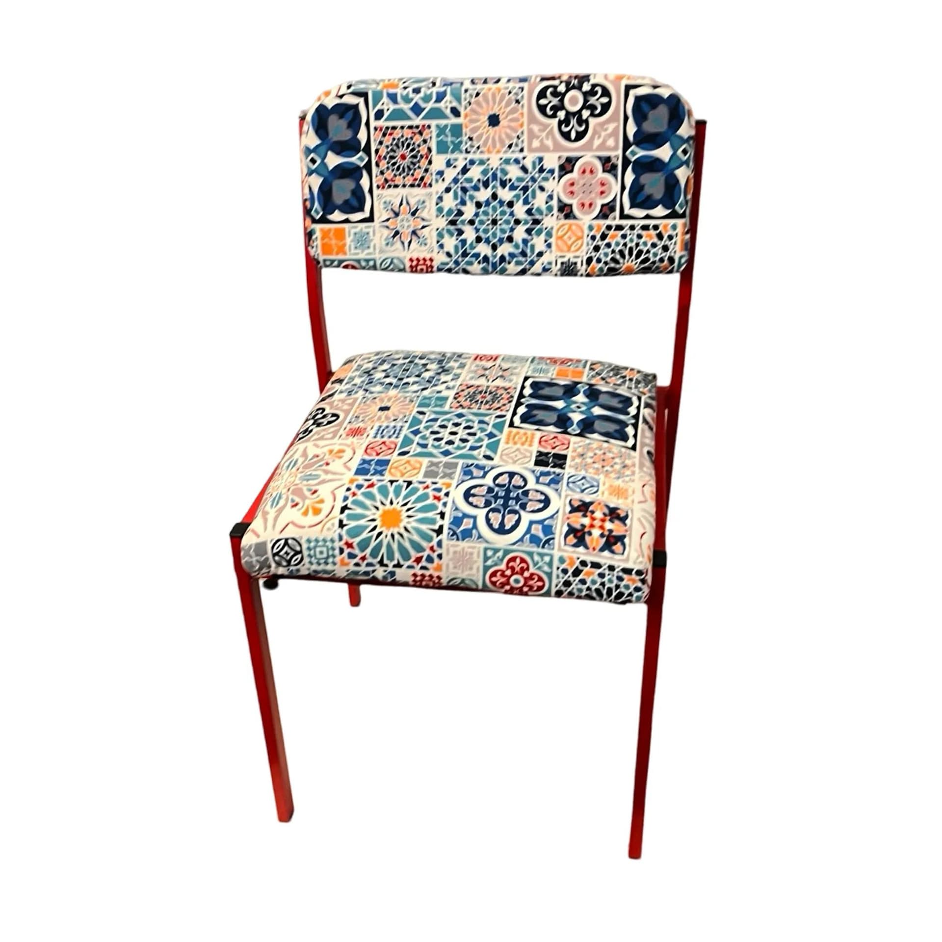 Krzesło, multikolor, metal czerwony, Niemcy, lata 80. - 128961