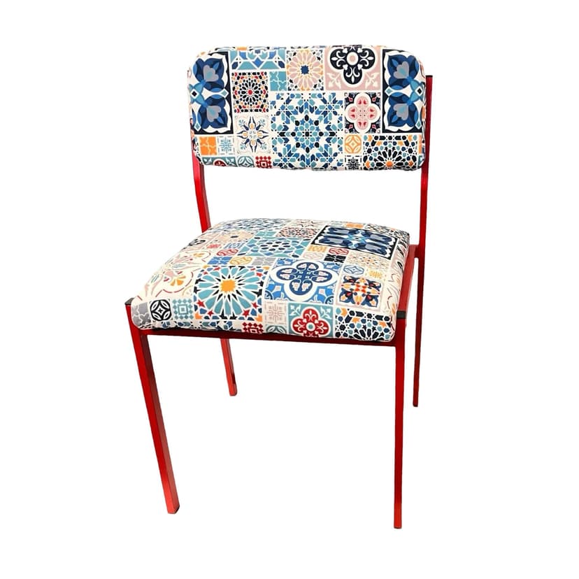 Krzesło, multikolor, metal czerwony, Niemcy, lata 80.