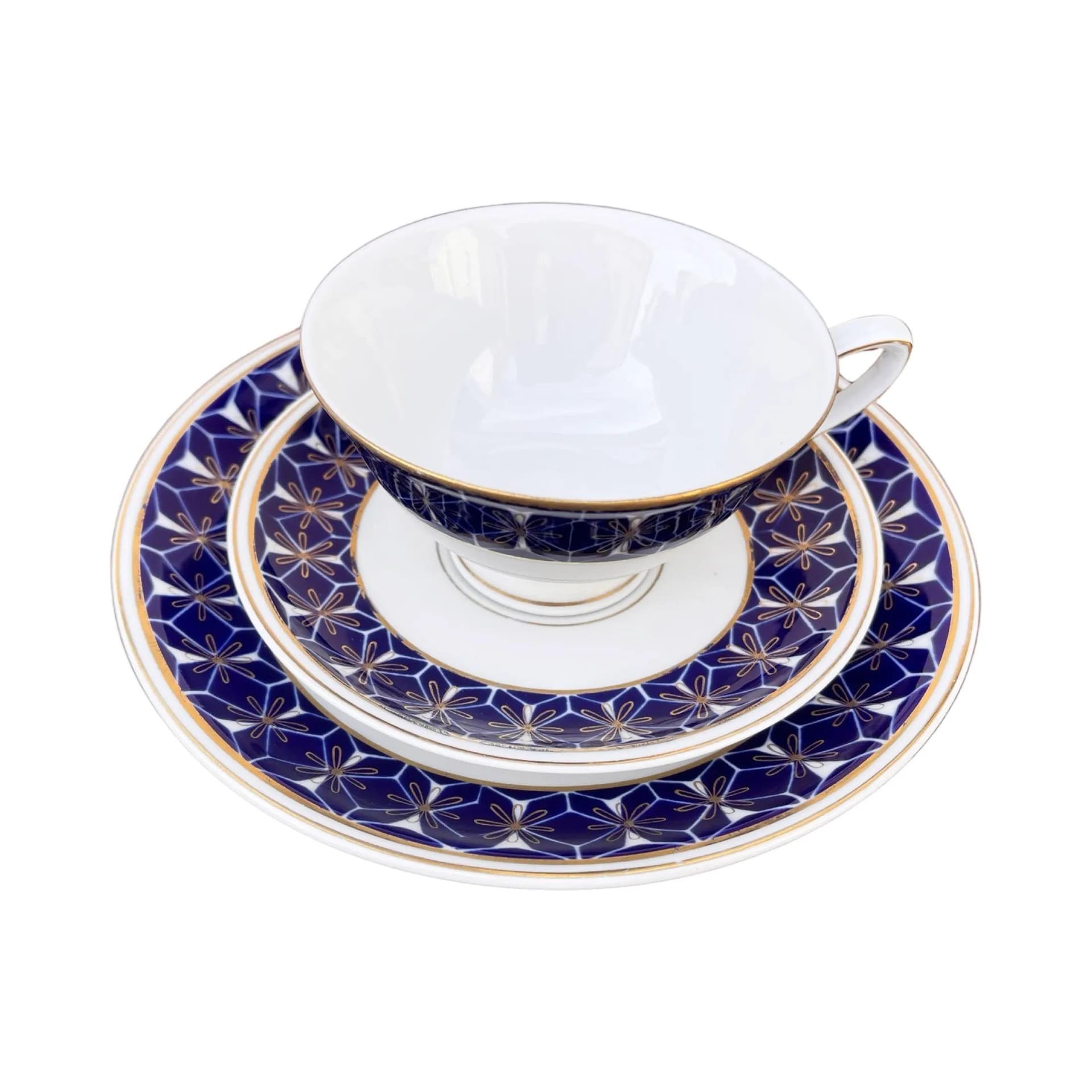 Breakfast Set Trio, white cobalt gold, porcelain, Germany, 1970s. - 128946