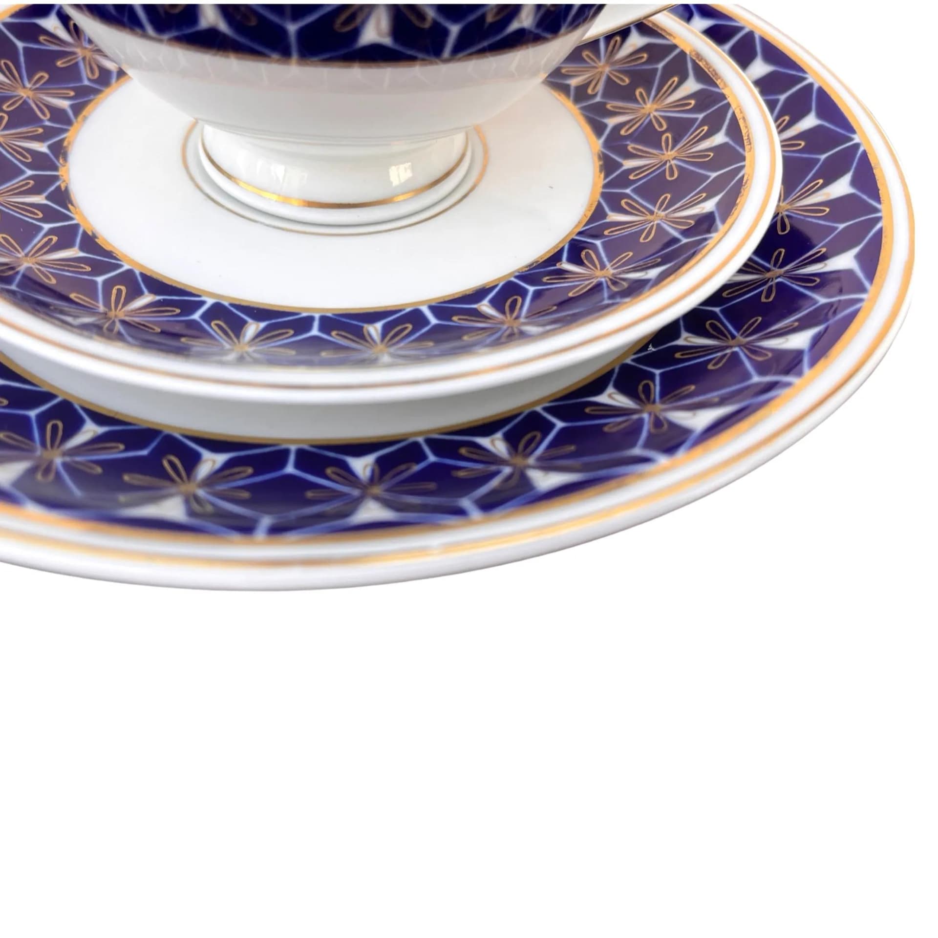 Breakfast Set Trio, white cobalt gold, porcelain, Germany, 1970s. - 128945