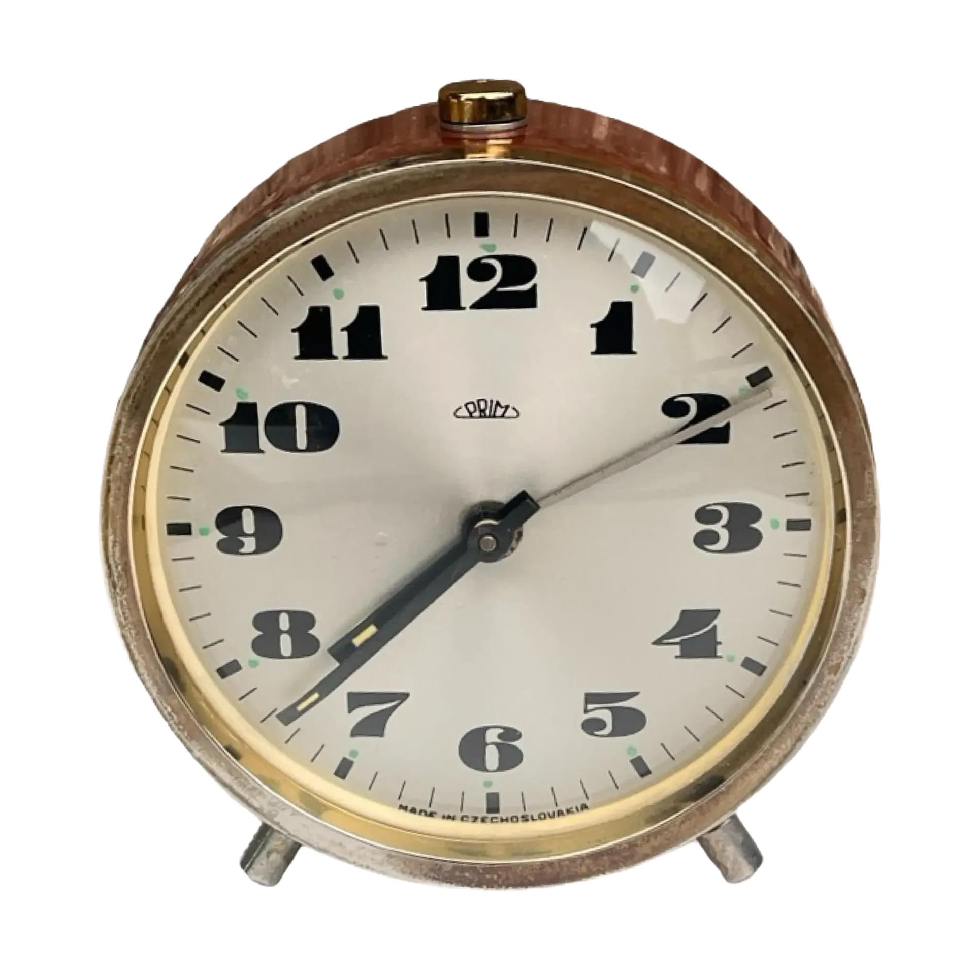 Budzik PRIM, czerwony, metal, Czechosłowacja, lata 70.