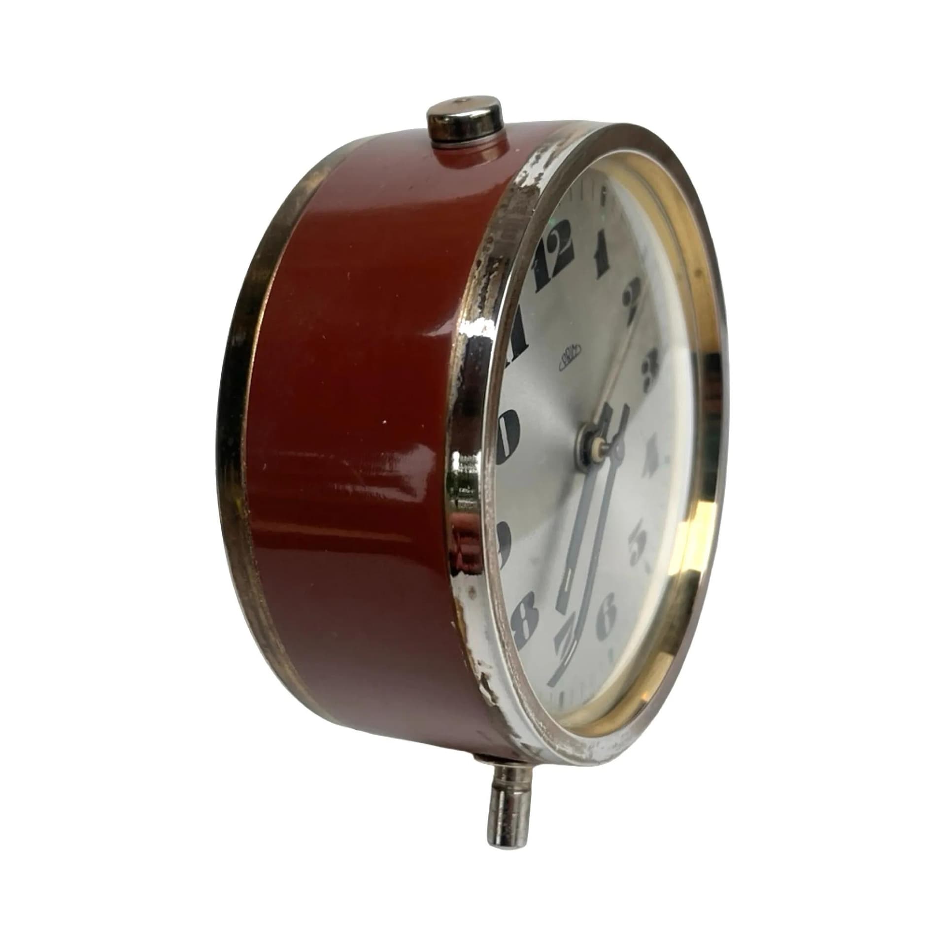 Budzik PRIM, czerwony, metal, Czechosłowacja, lata 70. - 128938