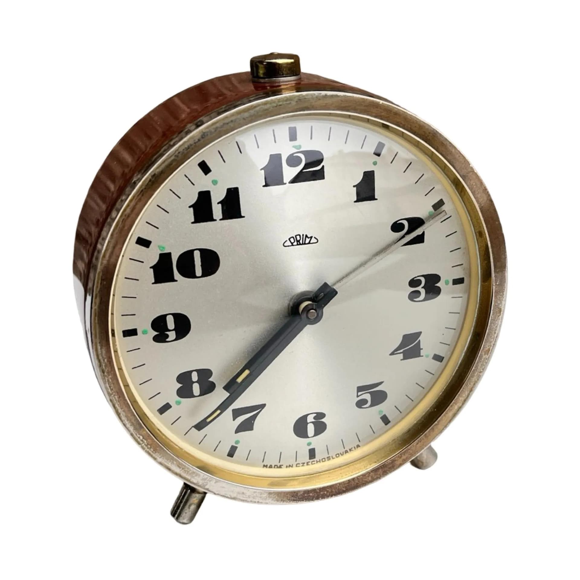 Budzik PRIM, czerwony, metal, Czechosłowacja, lata 70. - 128937