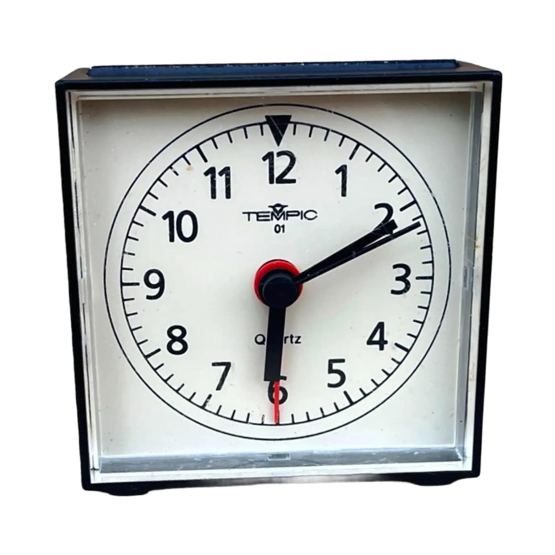 Budzik Tempic, czarny, plastik, Niemcy, lata 70.