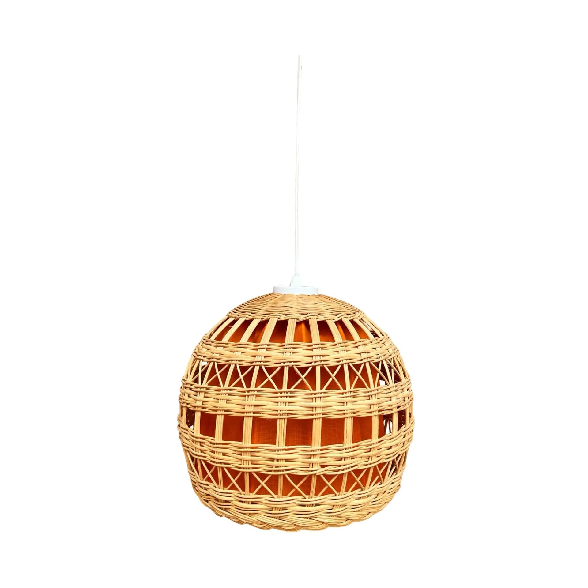 Ceiling lamp, light brown wicker, Poland, 1960s - 128878