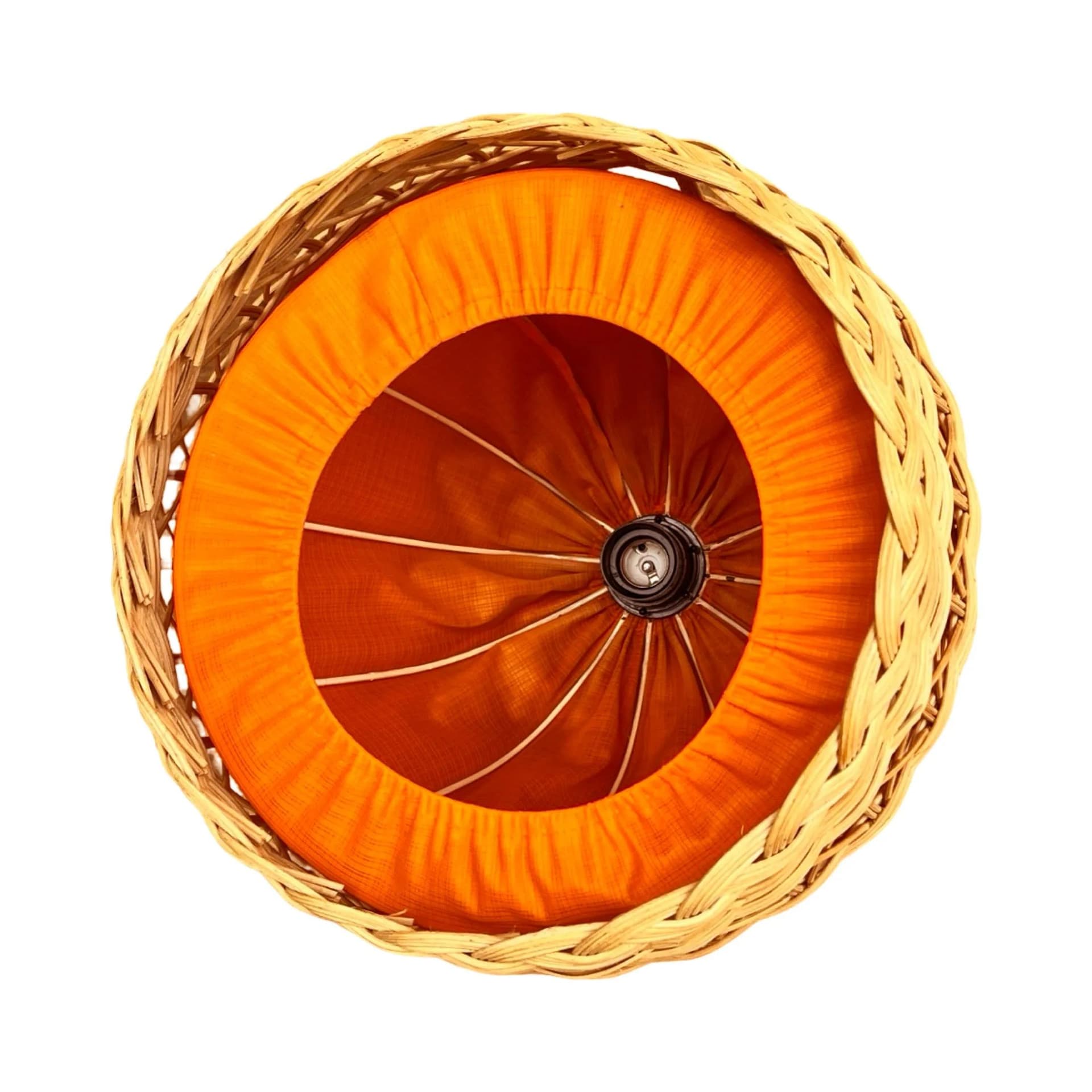 Ceiling lamp, light brown wicker, Poland, 1960s - 128883