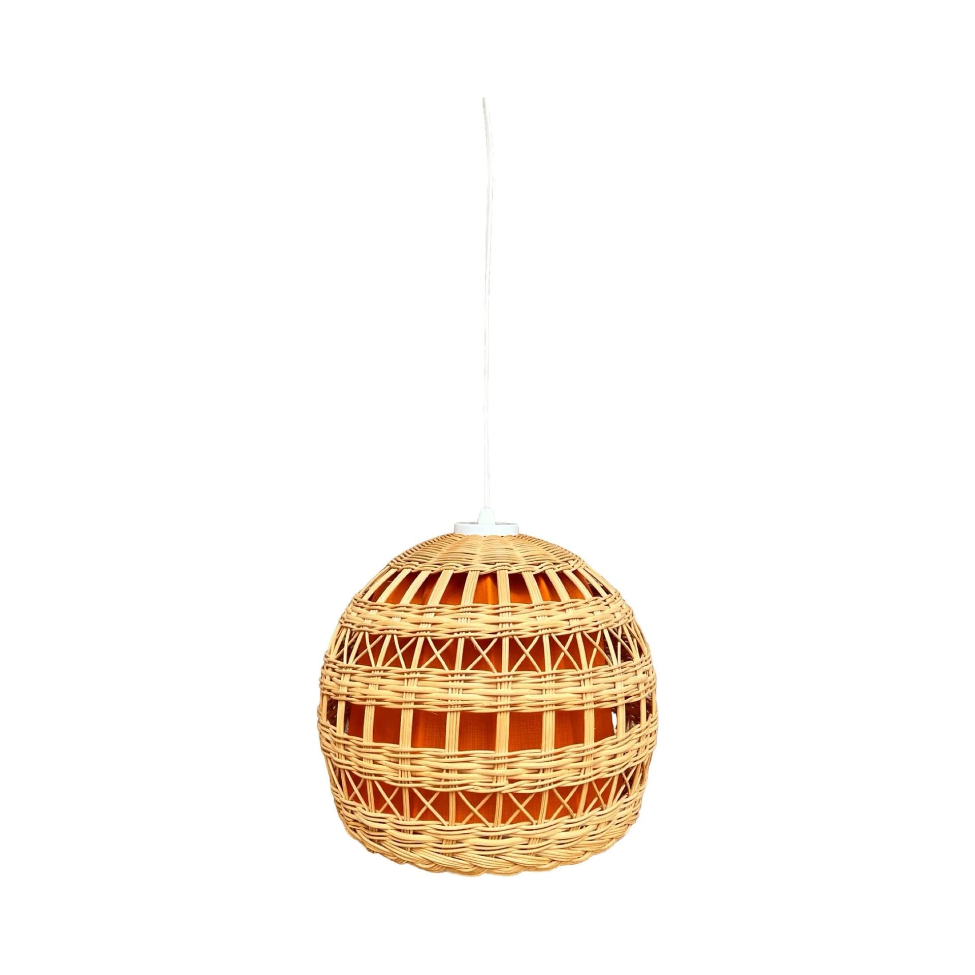 Ceiling lamp, light brown wicker, Poland, 1960s - 128882