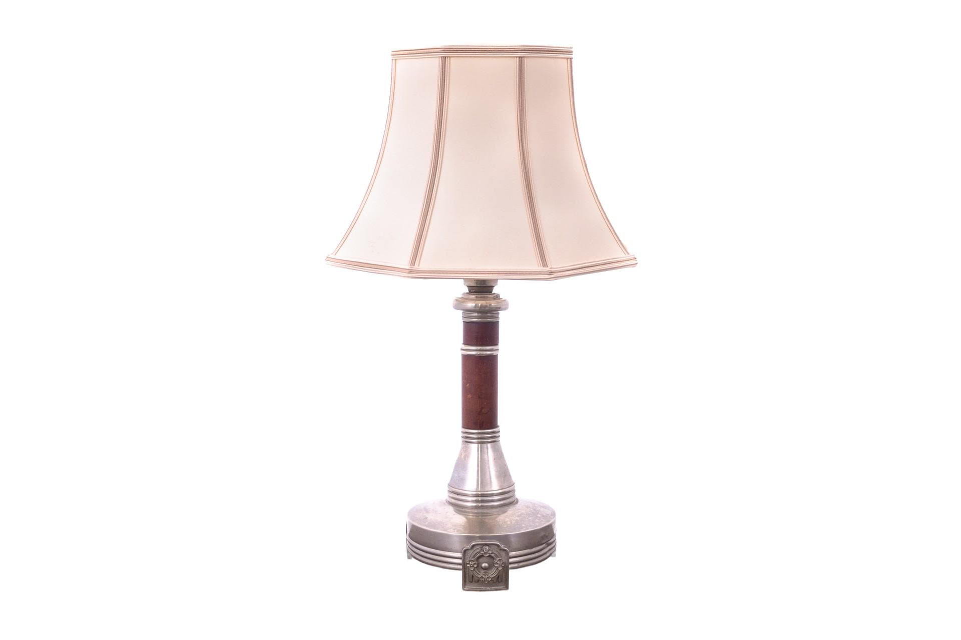 Beżowa lampa stołowa z abażurem, Europa Zachodnia, lata 50.