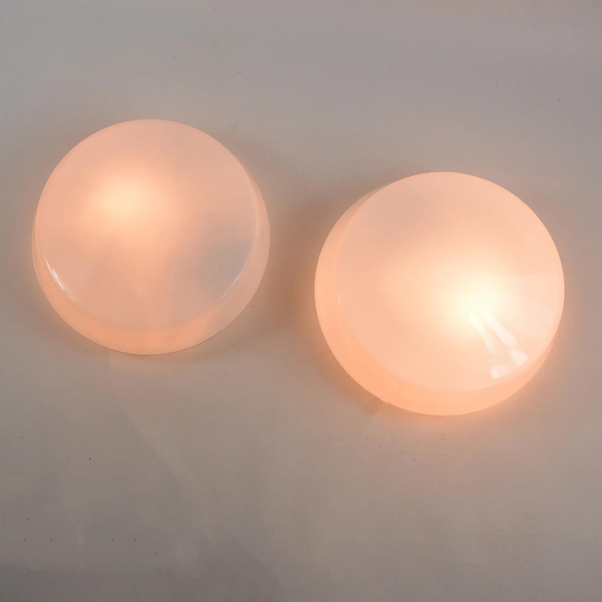 Pair of ceiling lights, white glass, Germany, 1970s. - 128833