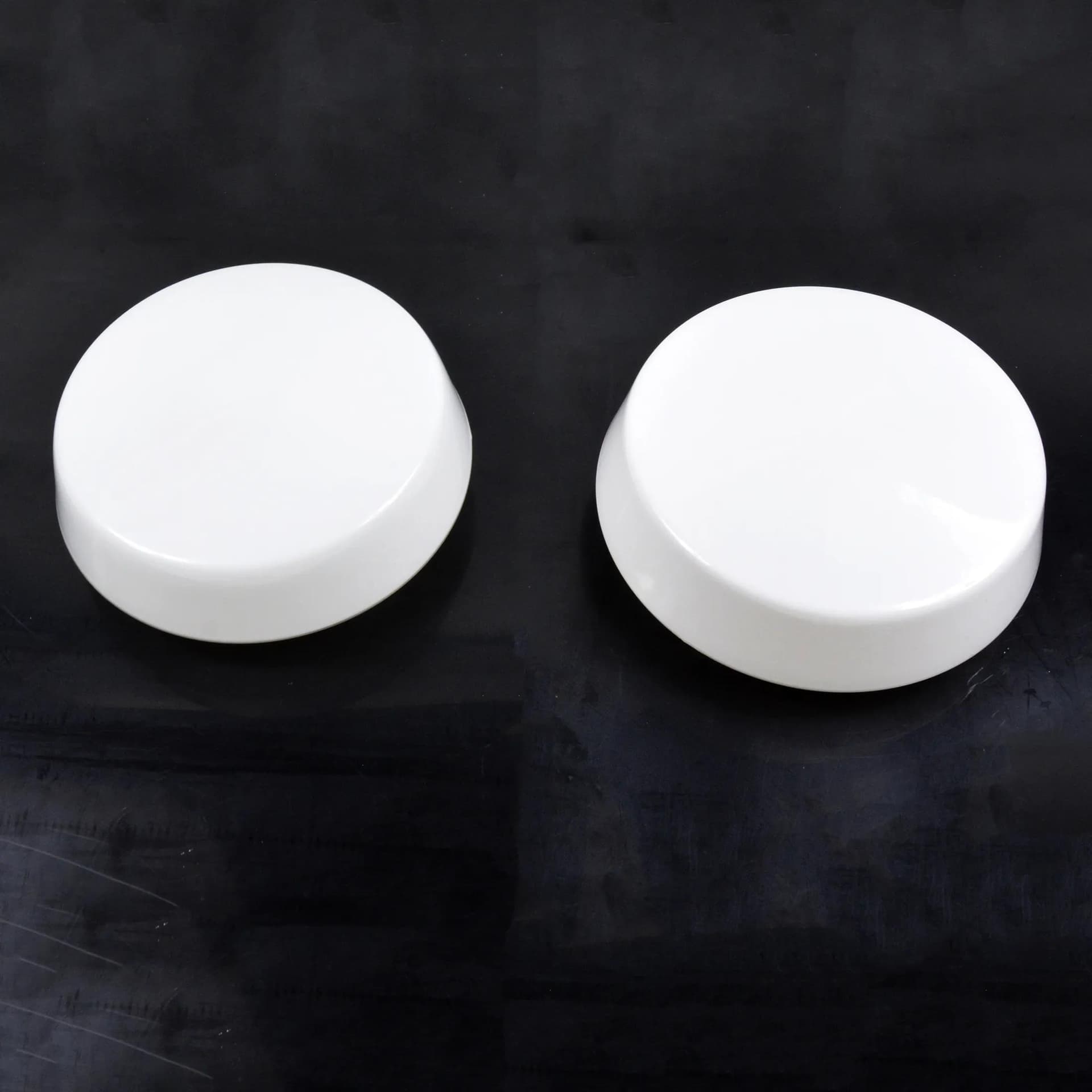 Pair of ceiling lights, white glass, Germany, 1970s. - 128835