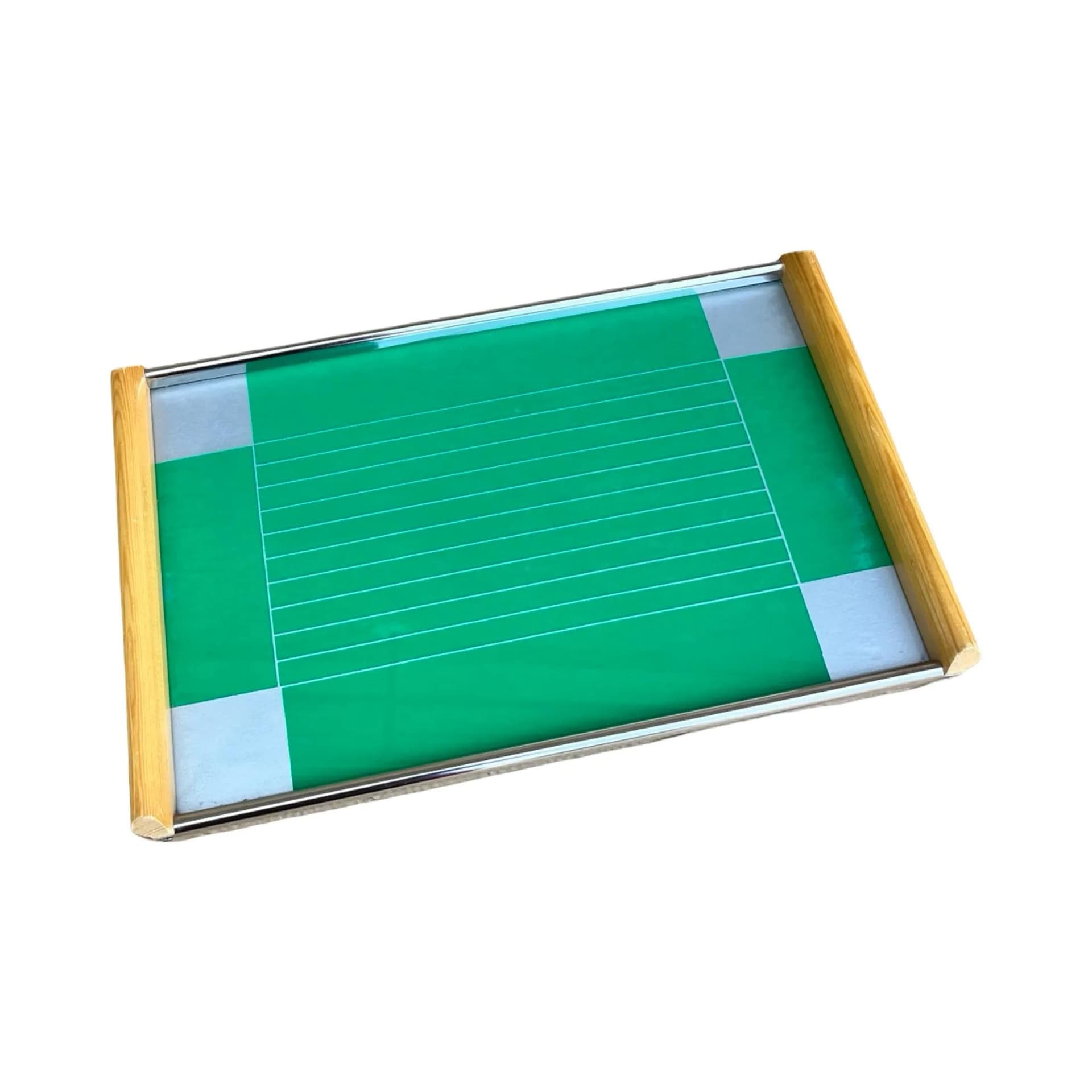 Breakfast tray, turquoise, wood, glass, metal, Germany, 1960s. - 128804