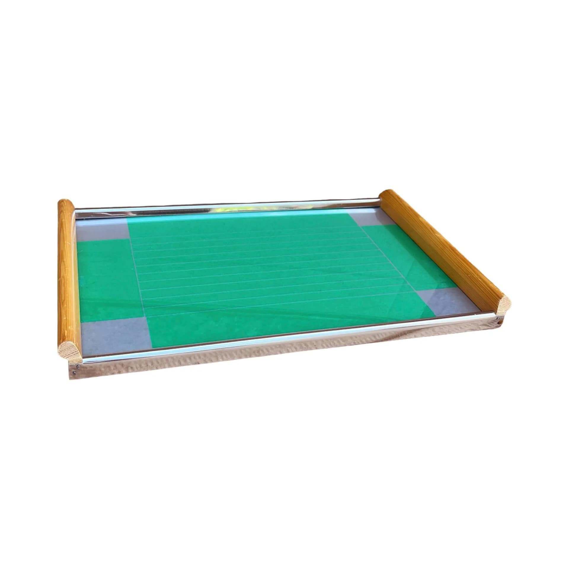Breakfast tray, turquoise, wood, glass, metal, Germany, 1960s. - 128807