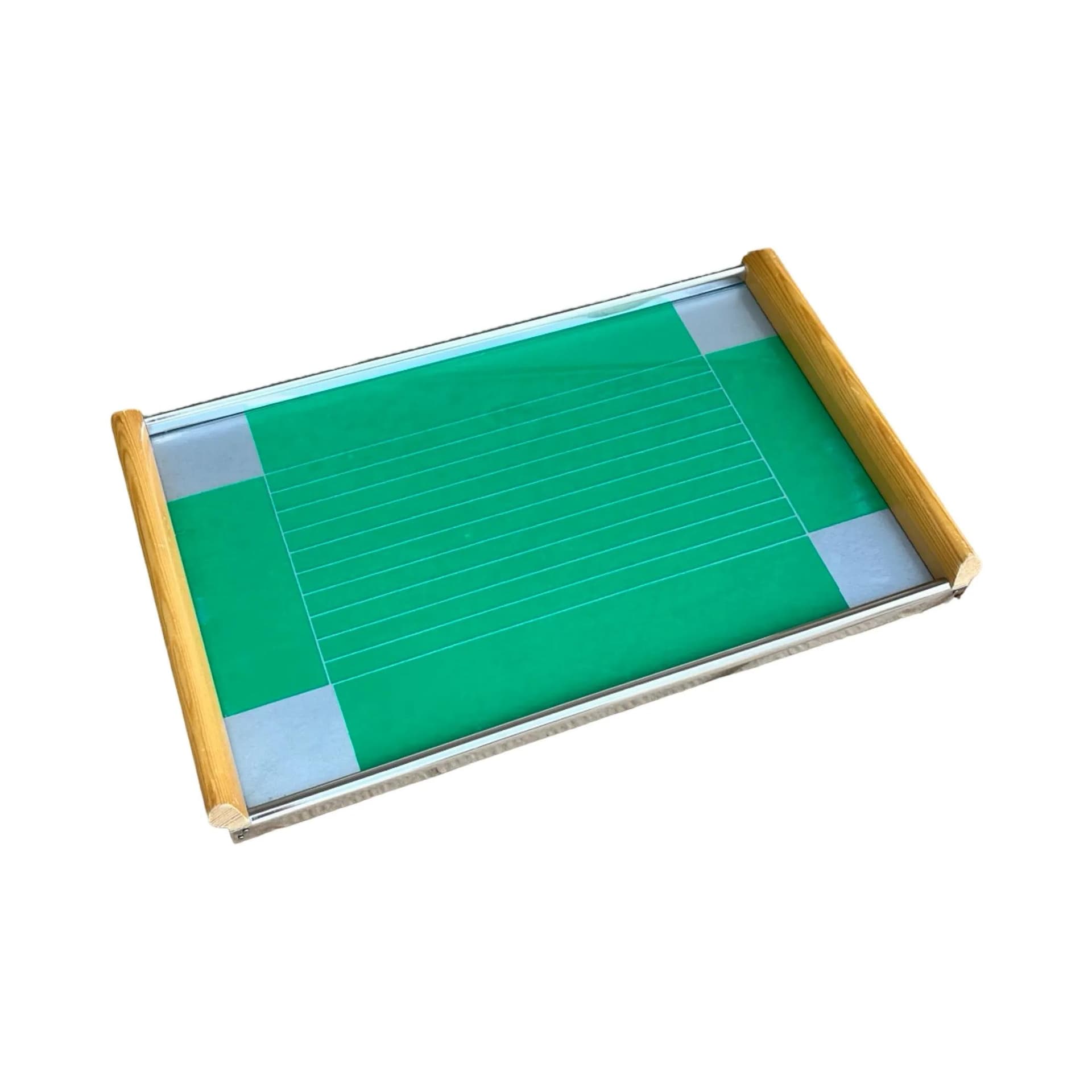 Breakfast tray, turquoise, wood, glass, metal, Germany, 1960s. - 128805