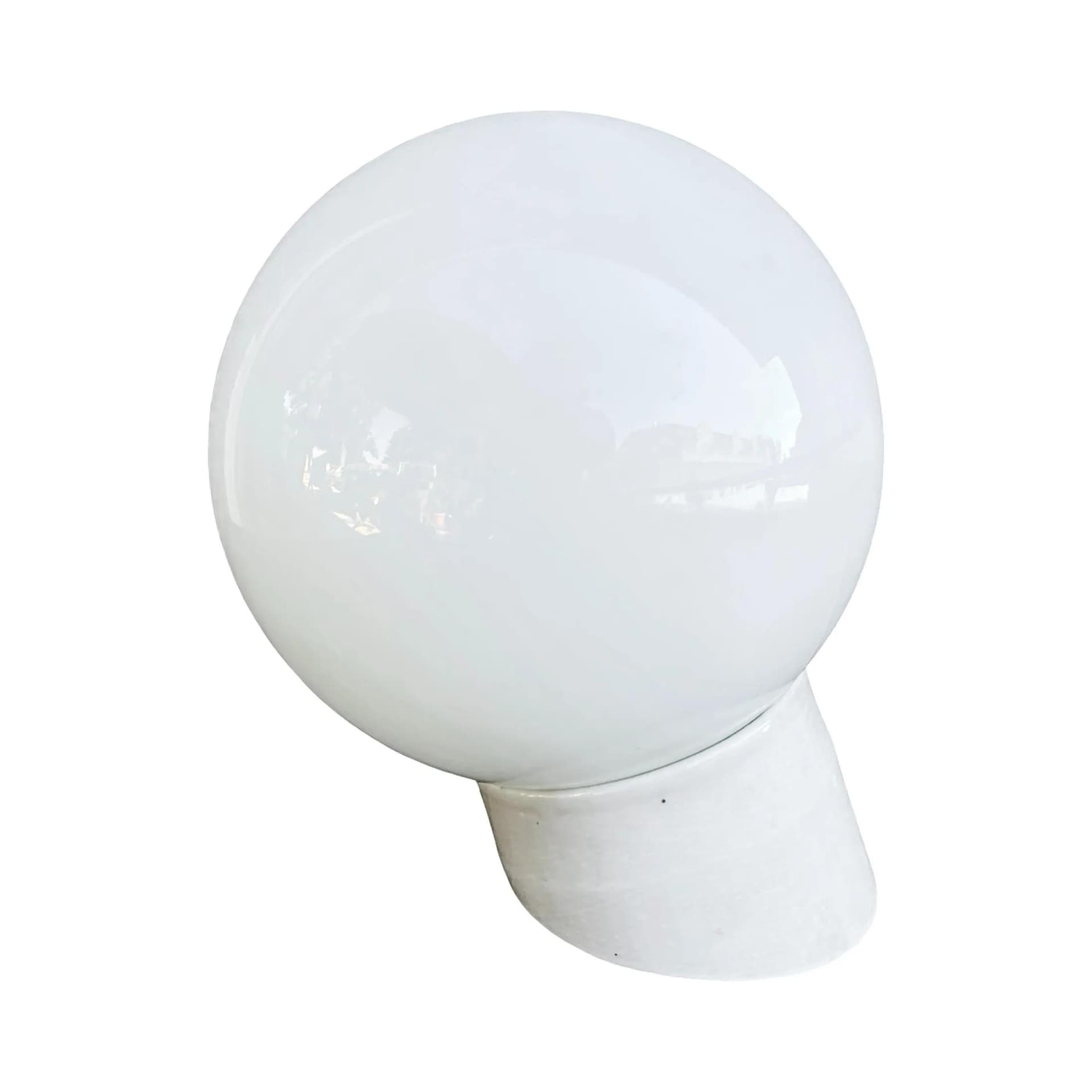 Kinkiet industrialny, biały, szkło porcelana, Polska, lata 60. - 128778