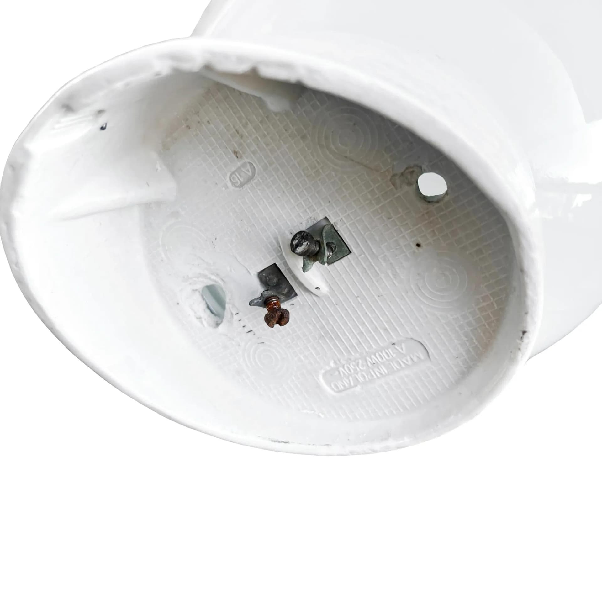 Kinkiet industrialny, biały, szkło porcelana, Polska, lata 60. - 128783