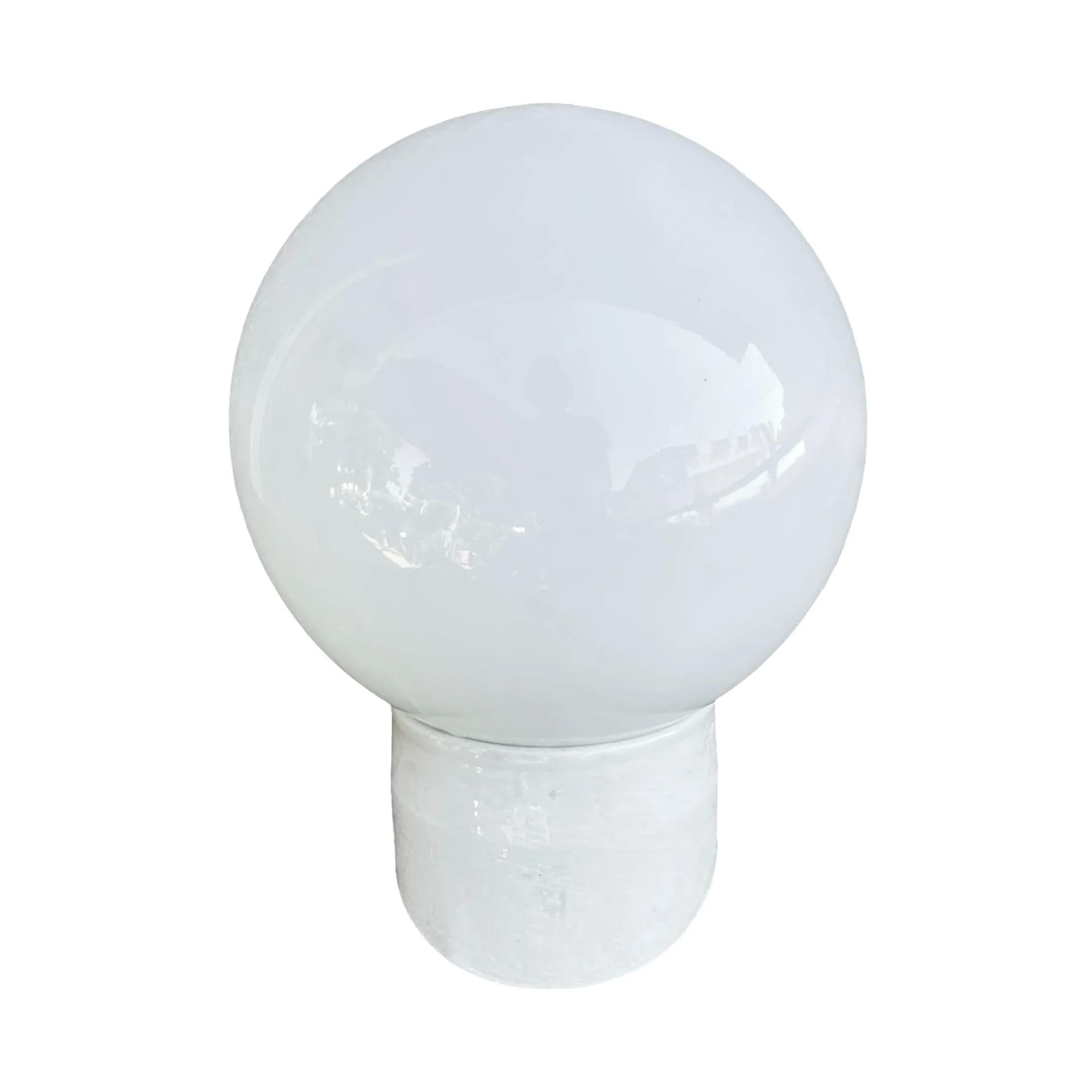 Kinkiet industrialny, biały, szkło porcelana, Polska, lata 60. - 128780