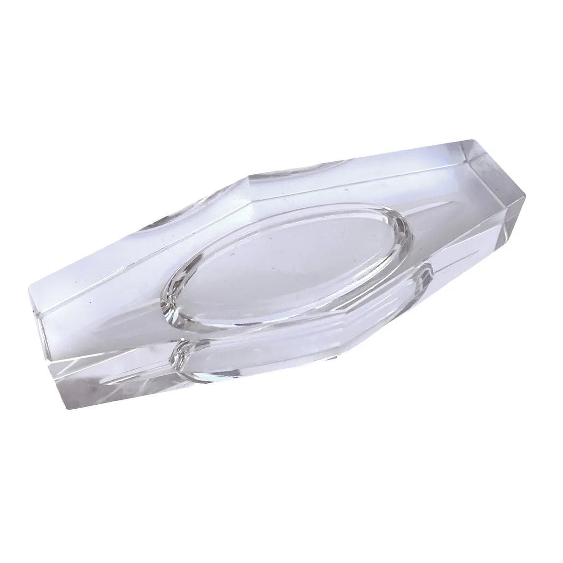 Popielnica prostokątna, przezroczysty kryształ, Bohemia, Czechosłowacja, lata 70. - 128691