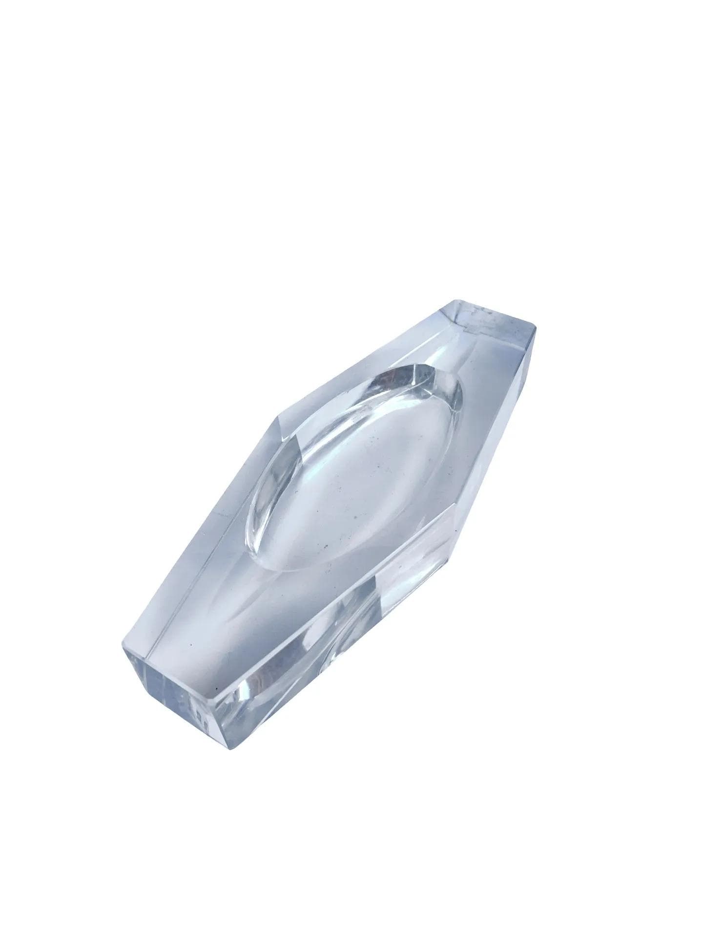 Popielnica prostokątna, przezroczysty kryształ, Bohemia, Czechosłowacja, lata 70. - 128690