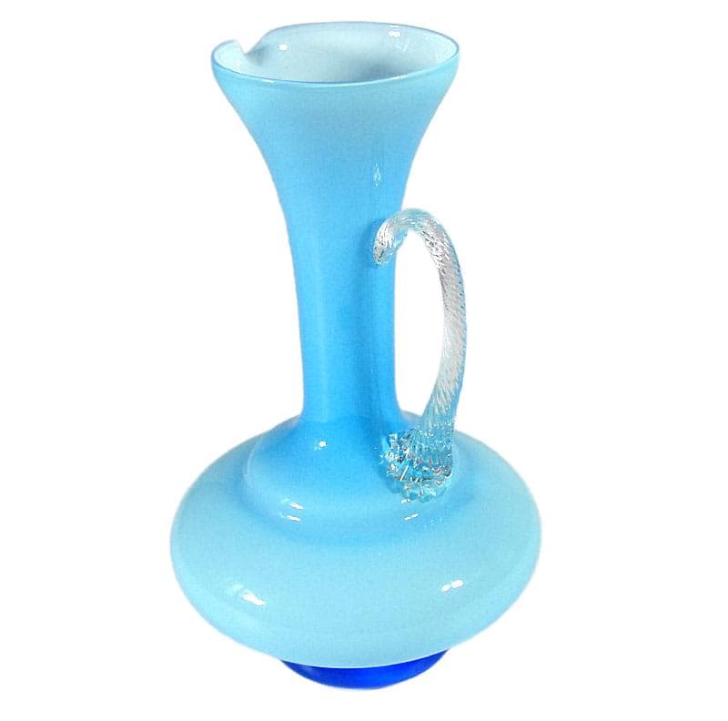Jasnoniebieski dzban szklany, Empoli, Włochy, lata 60. - 8574