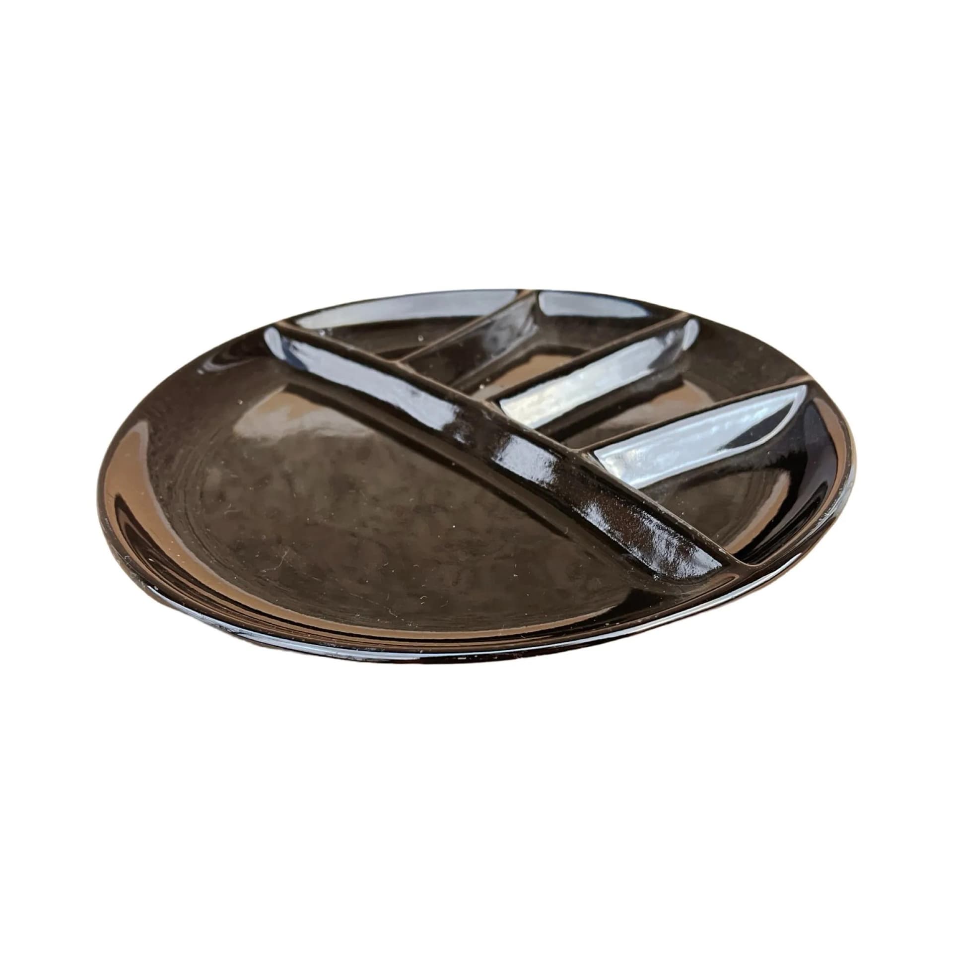 Sectional Plate, Black Stoneware, Germany, 1990s - 128669