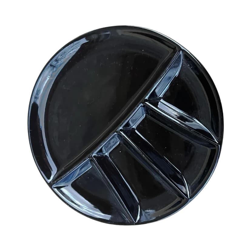 Sectional Plate, Black Stoneware, Germany, 1990s
