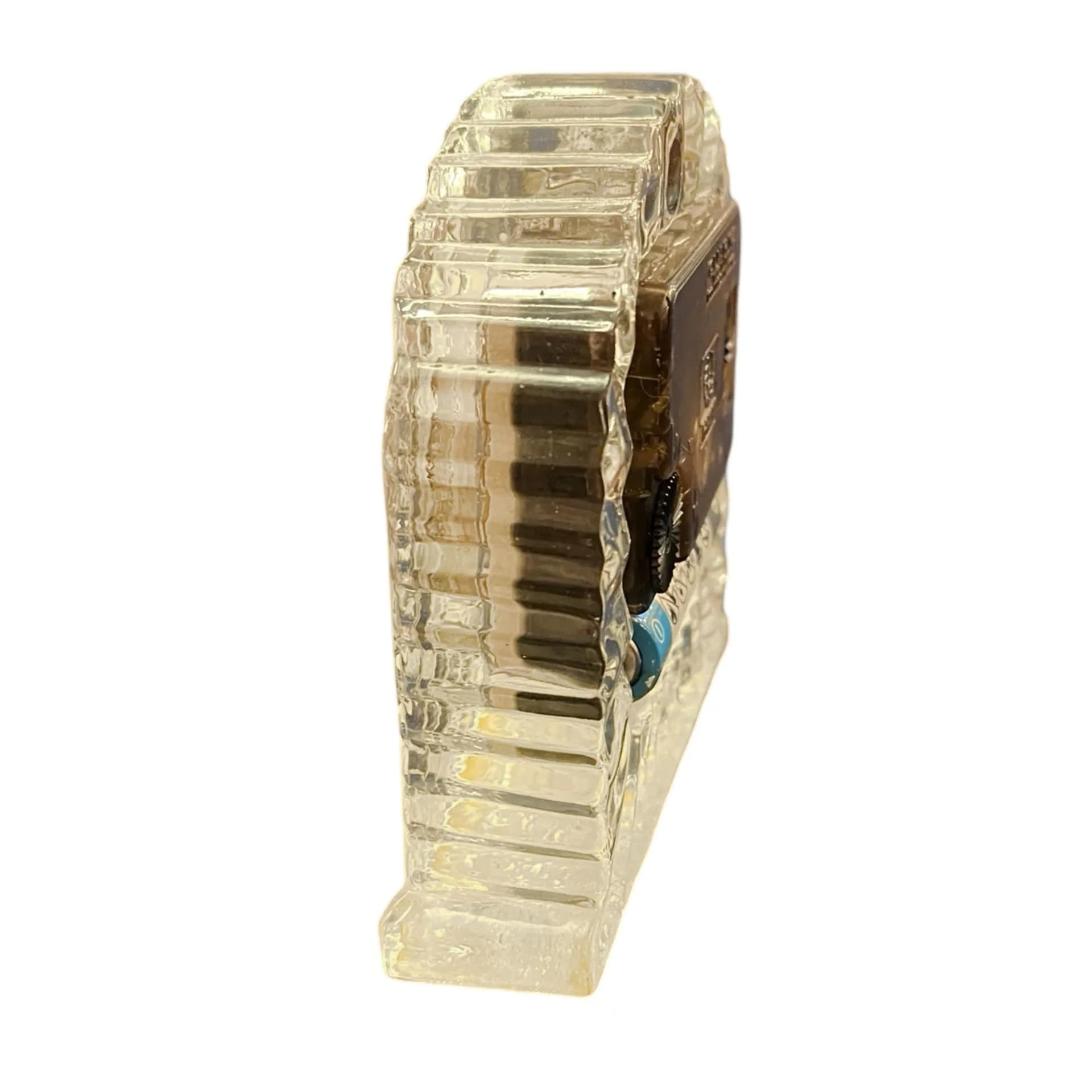 Zegar kominkowy, transparentny, szkło, Mikasa, Niemcy, lata 70. - 128630