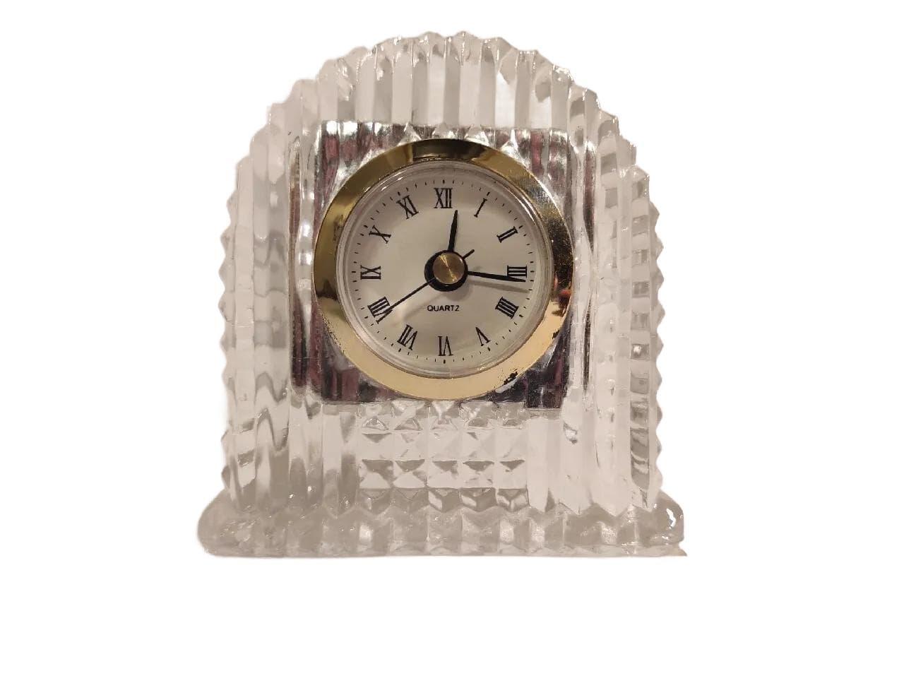 Zegar kominkowy, transparentny, szkło, Mikasa, Niemcy, lata 70.