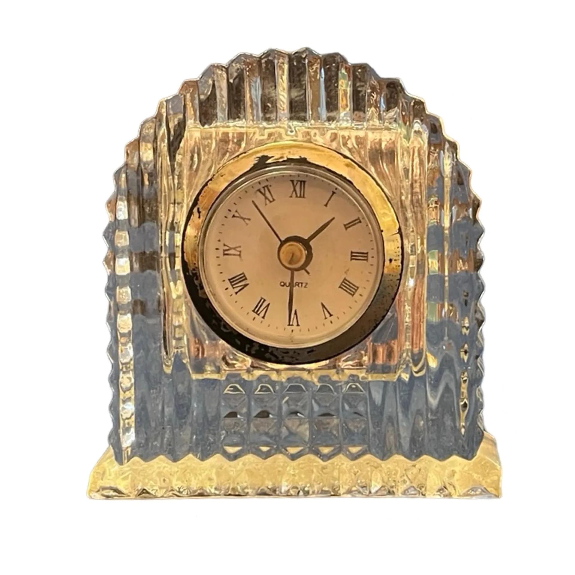 Zegar kominkowy, transparentny, szkło, Mikasa, Niemcy, lata 70. - 128628