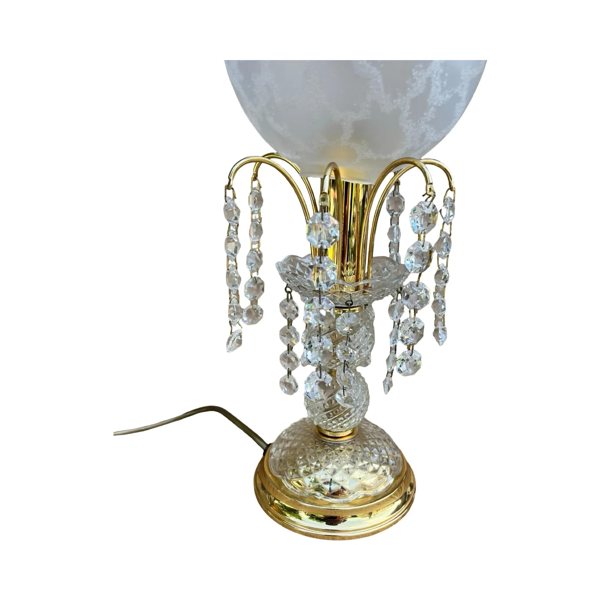 Lampa stołowa Hollywood Regency, mosiądz złoty, szkło matowe, Sölken Leuchten, Niemcy, lata 70. - 128544