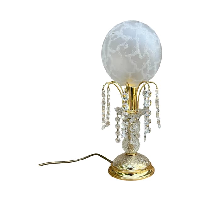 Lampa stołowa Hollywood Regency, mosiądz złoty, szkło matowe, Sölken Leuchten, Niemcy, lata 70. - WYMIARY