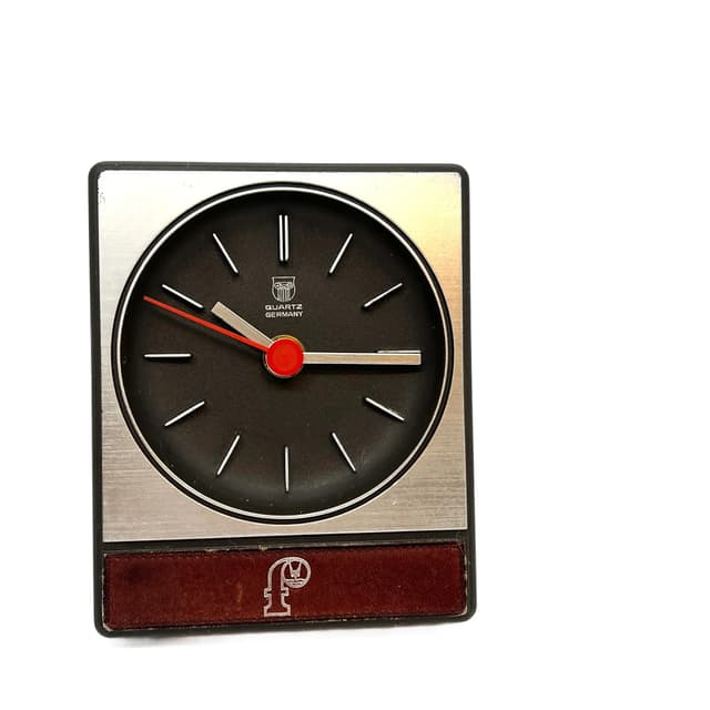 Zegar biurkowy Aachen, czarny, metal, Niemcy, lata 80. - WYMIARY