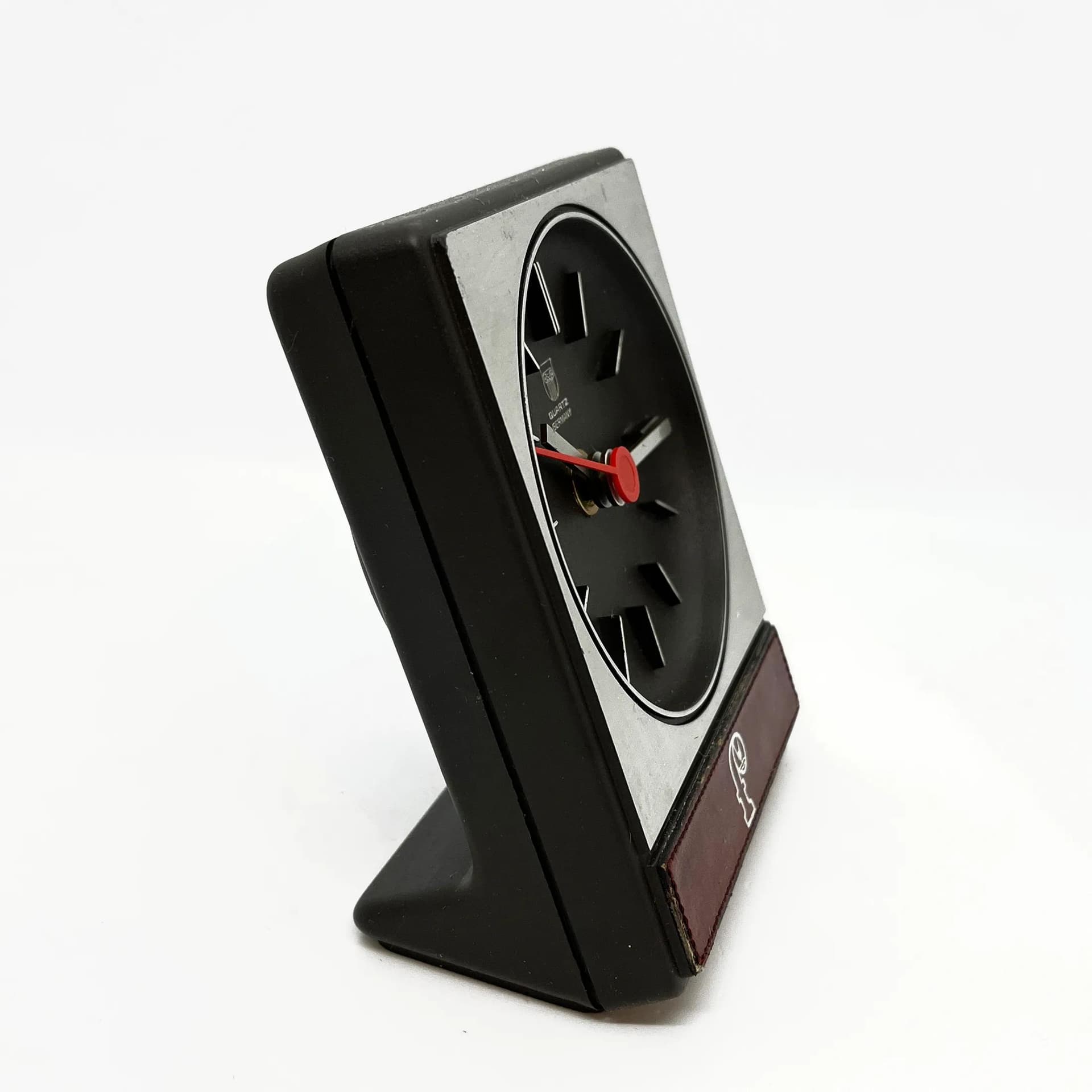 Zegar biurkowy Aachen, czarny, metal, Niemcy, lata 80. - 128521