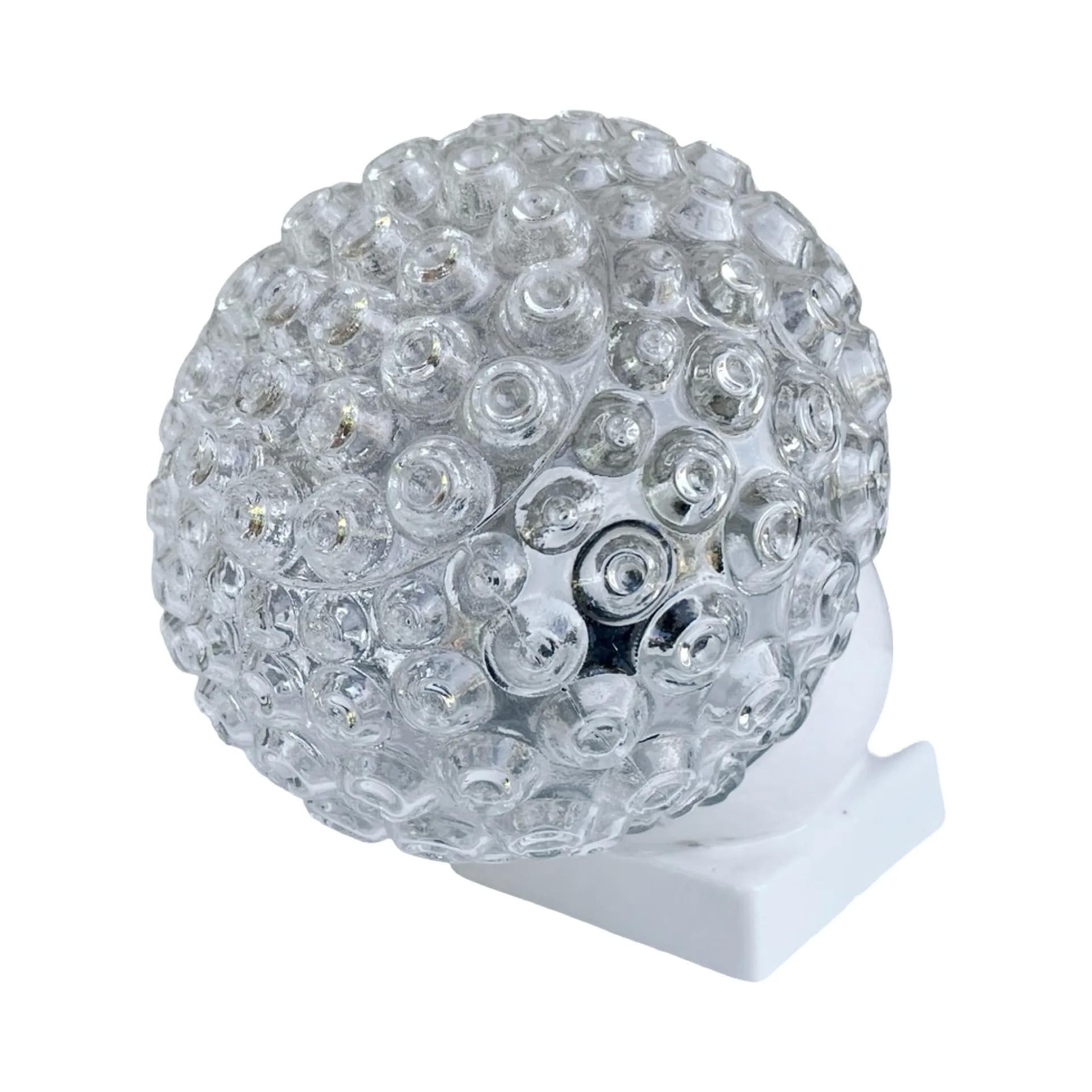 Kinkiet industrialny, transparentny, szkło, ceramika biała, Elektrosvit Nové Zámky, Czechosłowacja, lata 60. - 128516