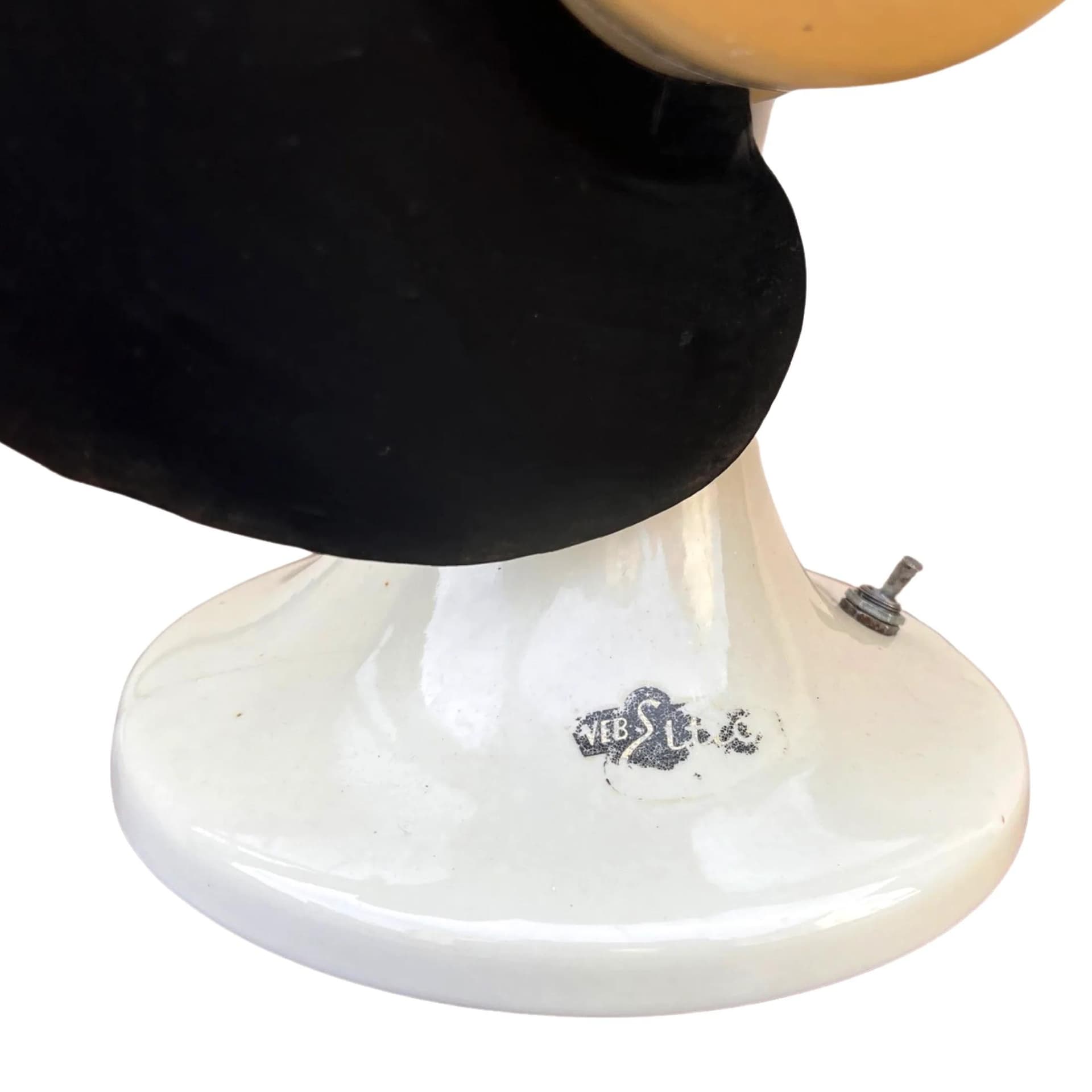 Wentylator stołowy 32.92, ceramika kremowobiała, guma czarna, VEB EITCO, Niemcy, lata 50. - 128502