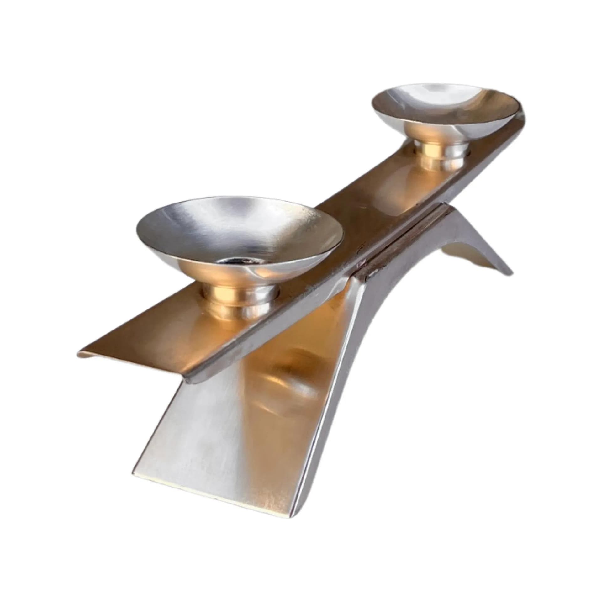 Świecznik Ikora, srebrny, mosiądz posrebrzany, proj. K. Radtke, WMF, Niemcy, lata 60. - 128447