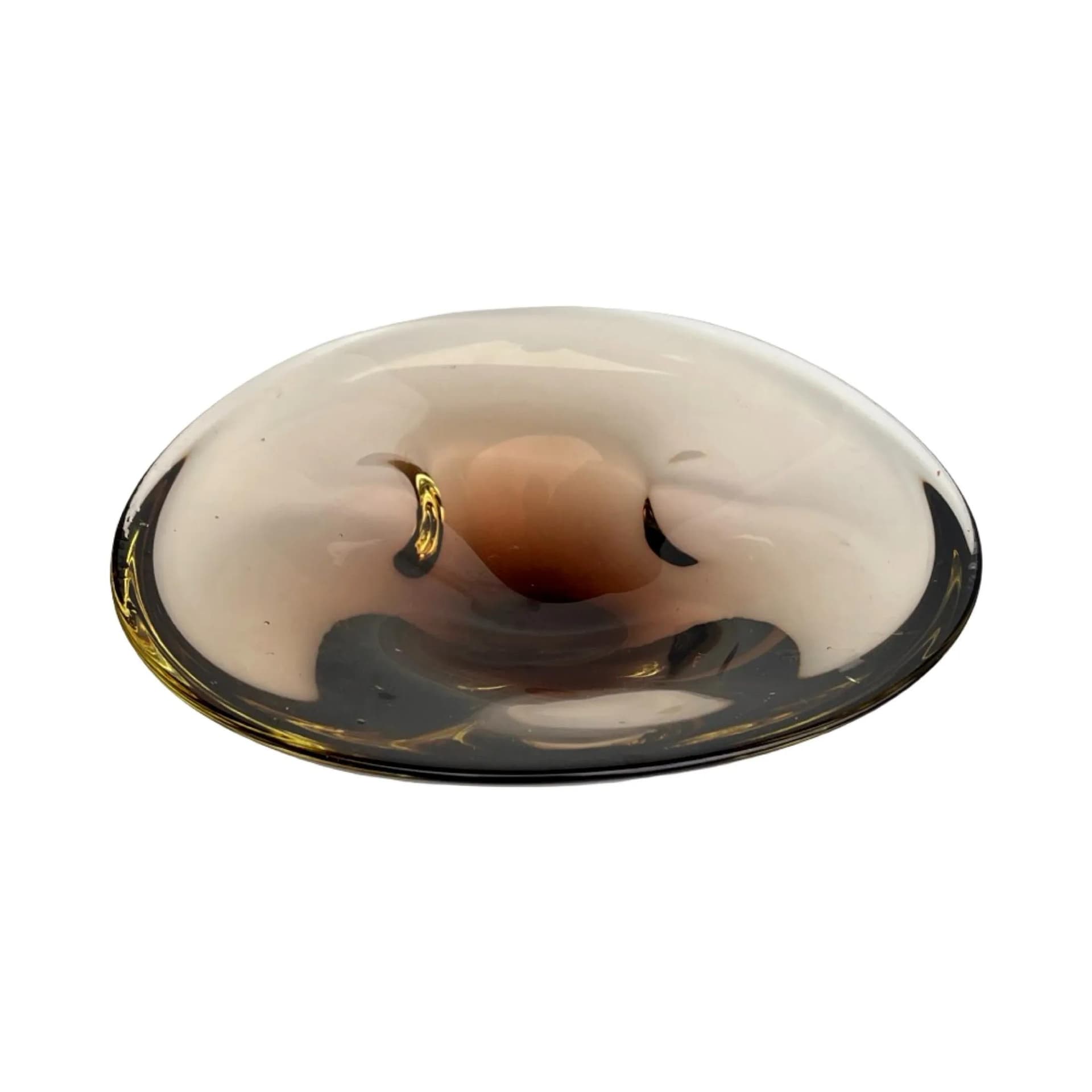 Bowl, smoky brown glass, by M. Klinger, Železný Brod Sklo, Czechoslovakia, 1970s. - 128423