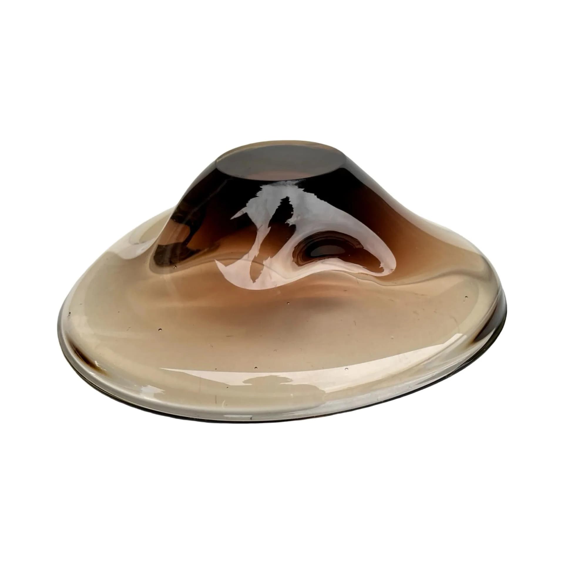 Bowl, smoky brown glass, by M. Klinger, Železný Brod Sklo, Czechoslovakia, 1970s. - 128424