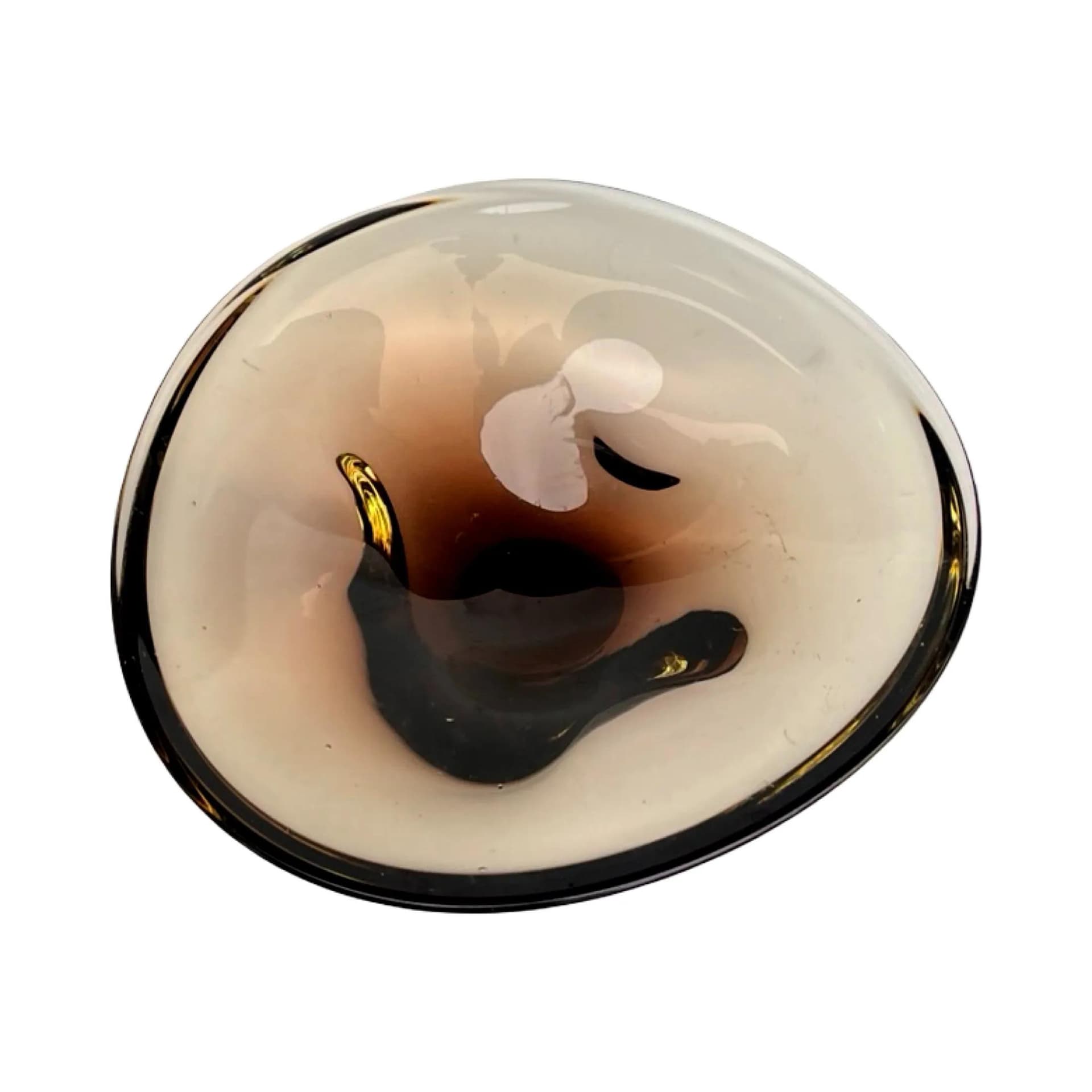 Bowl, smoky brown glass, by M. Klinger, Železný Brod Sklo, Czechoslovakia, 1970s. - 128428