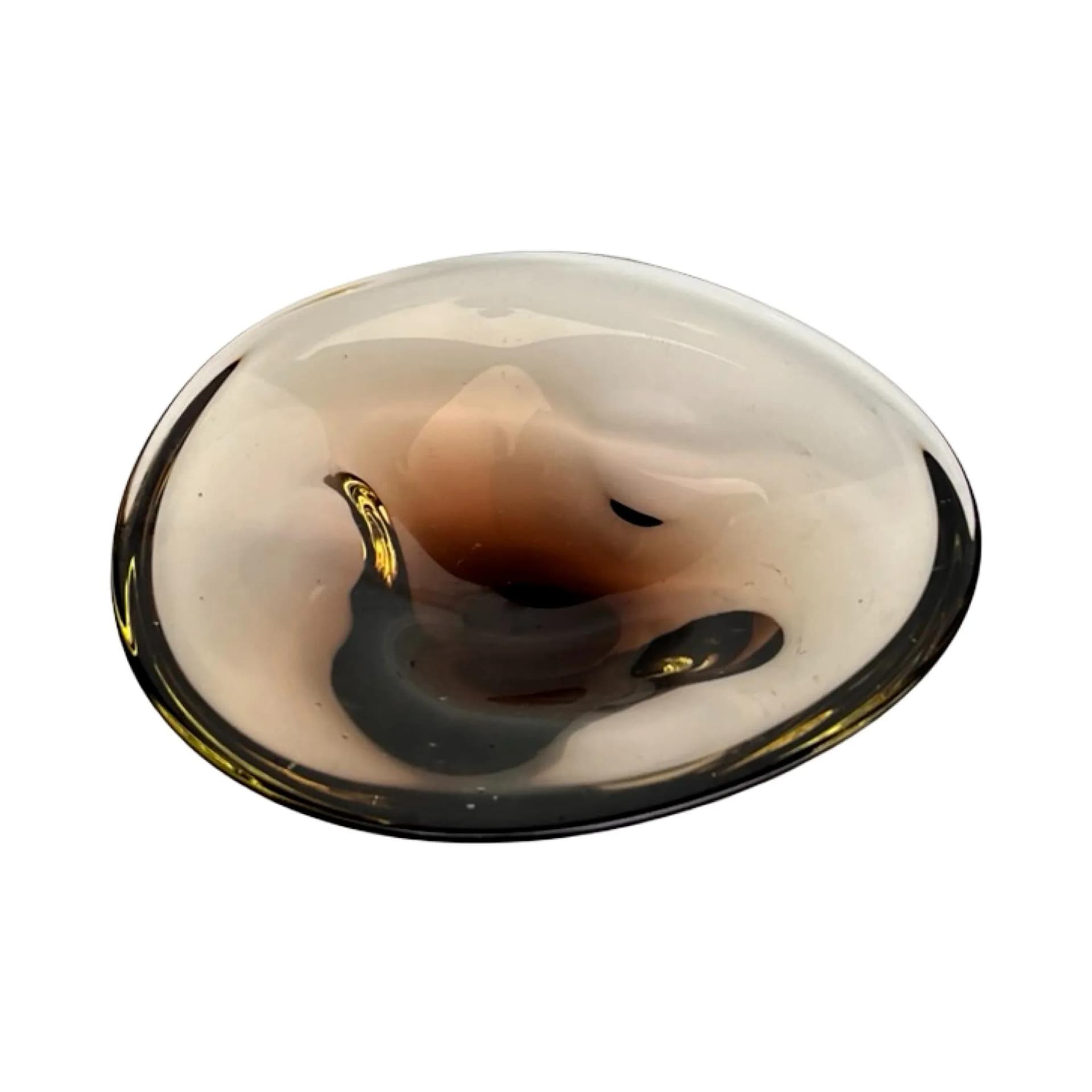 Bowl, smoky brown glass, by M. Klinger, Železný Brod Sklo, Czechoslovakia, 1970s. - 128430