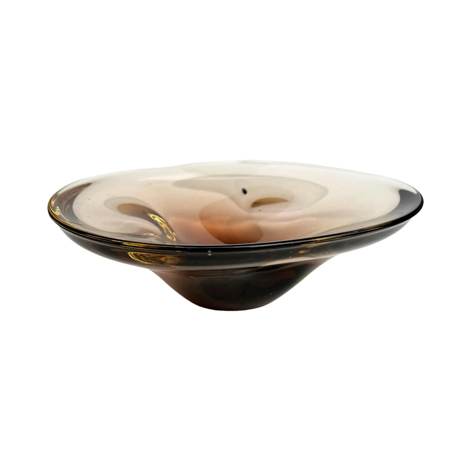 Bowl, smoky brown glass, by M. Klinger, Železný Brod Sklo, Czechoslovakia, 1970s. - 128429