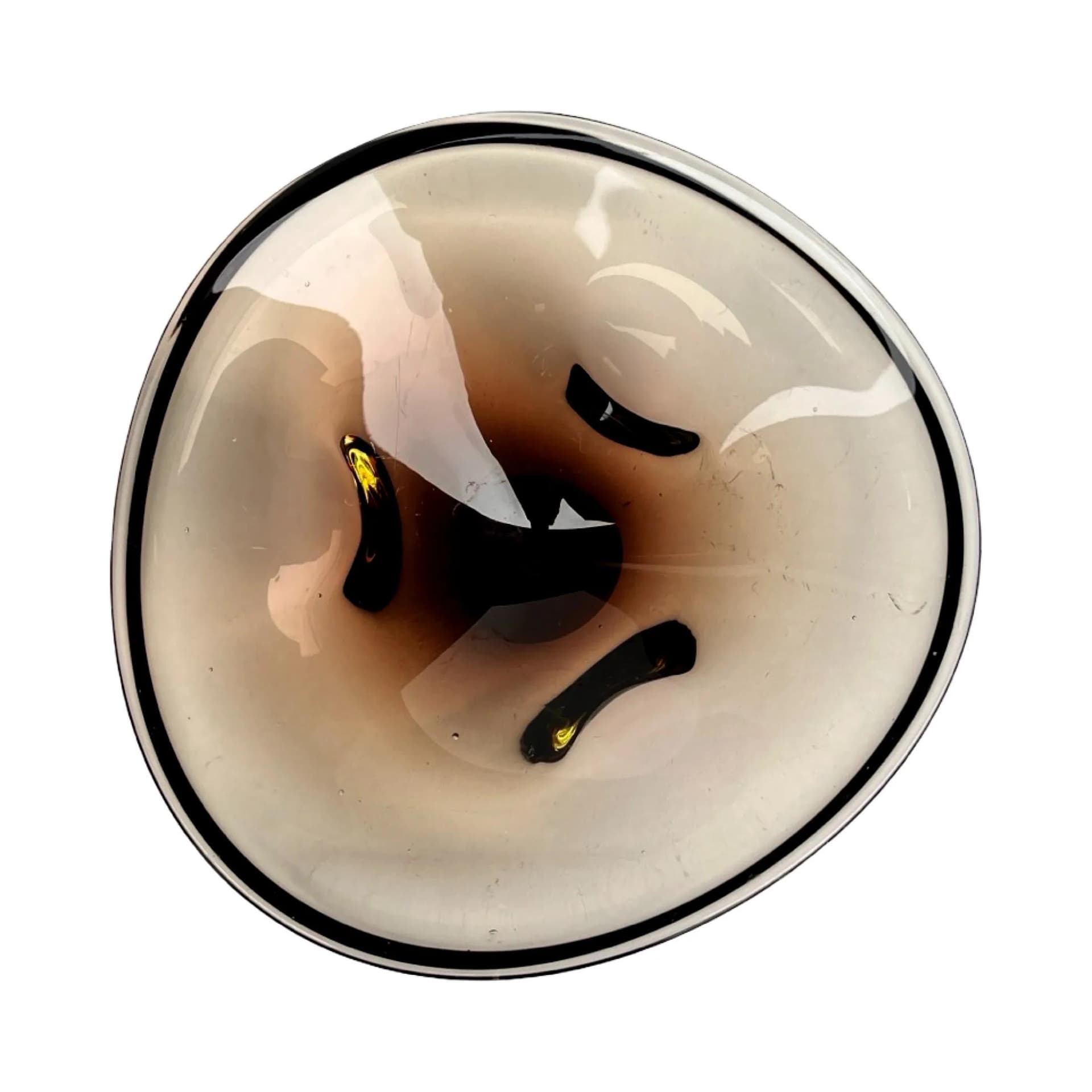 Bowl, smoky brown glass, by M. Klinger, Železný Brod Sklo, Czechoslovakia, 1970s. - 128427